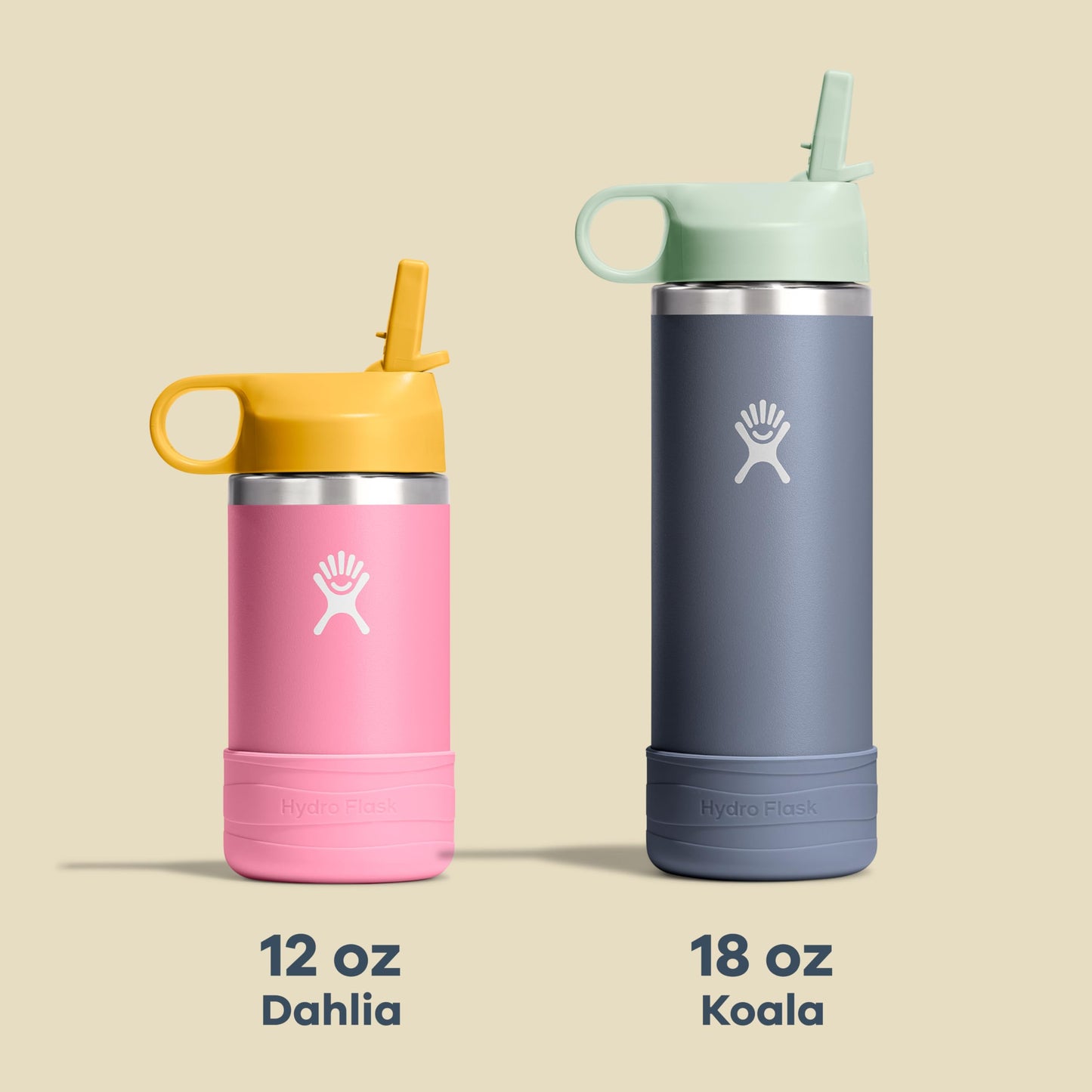 Hydro Flask Kids Water Bottle for School - Stainless Steel and Insulated with Straw Cap - 18 Oz in Dahlia