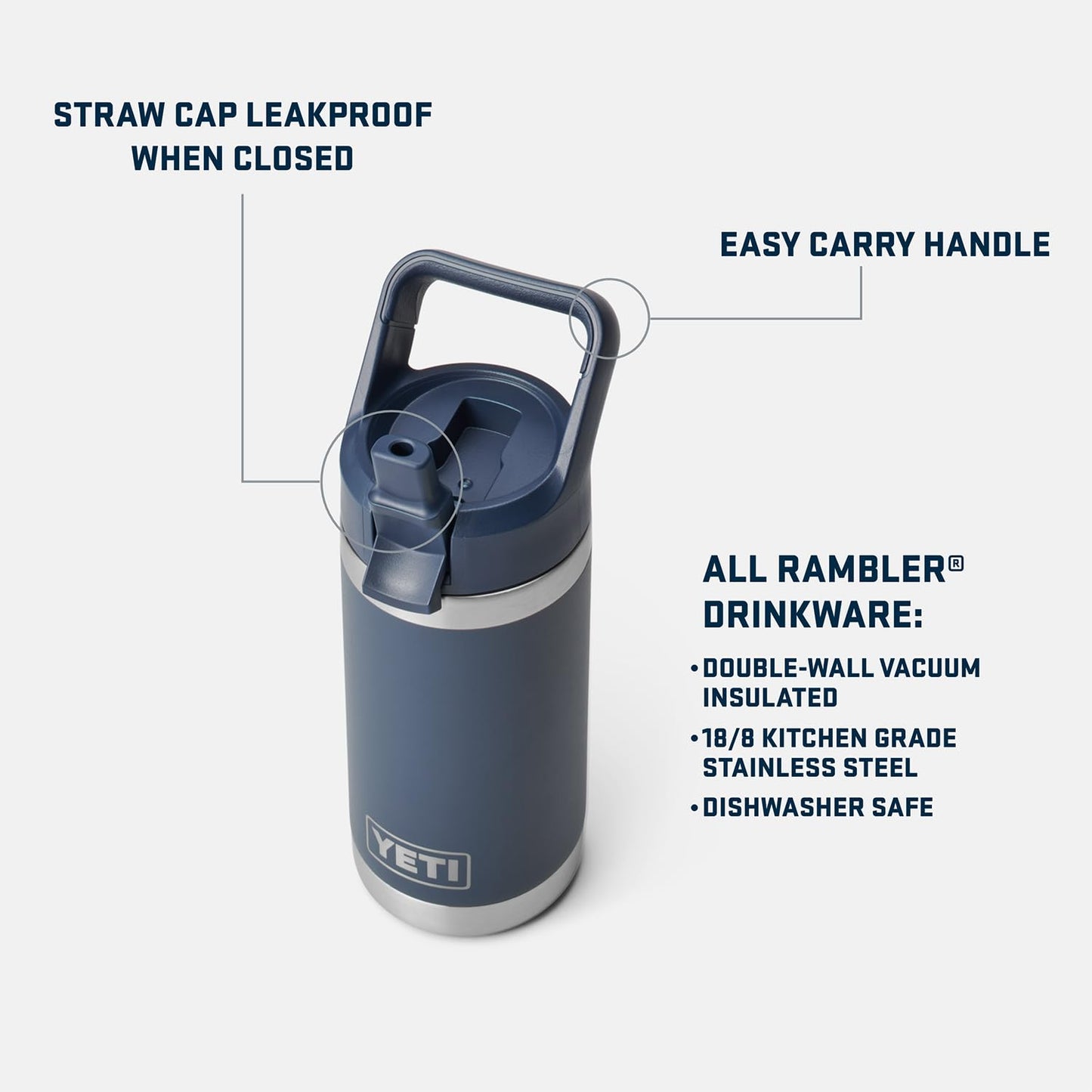 YETI Rambler Jr. 12 oz Kids Bottle, with Straw Cap