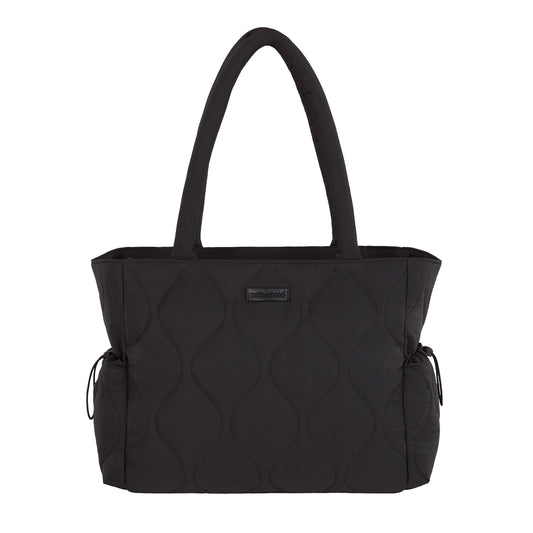 Motherhood Quilted Tote Diaper Bag Diaper Bag - Large Capacity Baby Bag for Travel, Waterproof with Insulated Pockets & Changing Pad, Black