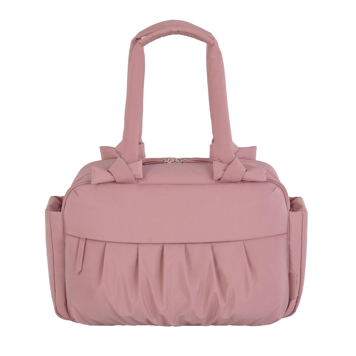 Motherhood Knotted Bows Duffle Diaper Bag Diaper Bag - Large Capacity Baby Bag for Travel, Waterproof with Insulated Pockets & Changing Pad, Dusty Rose