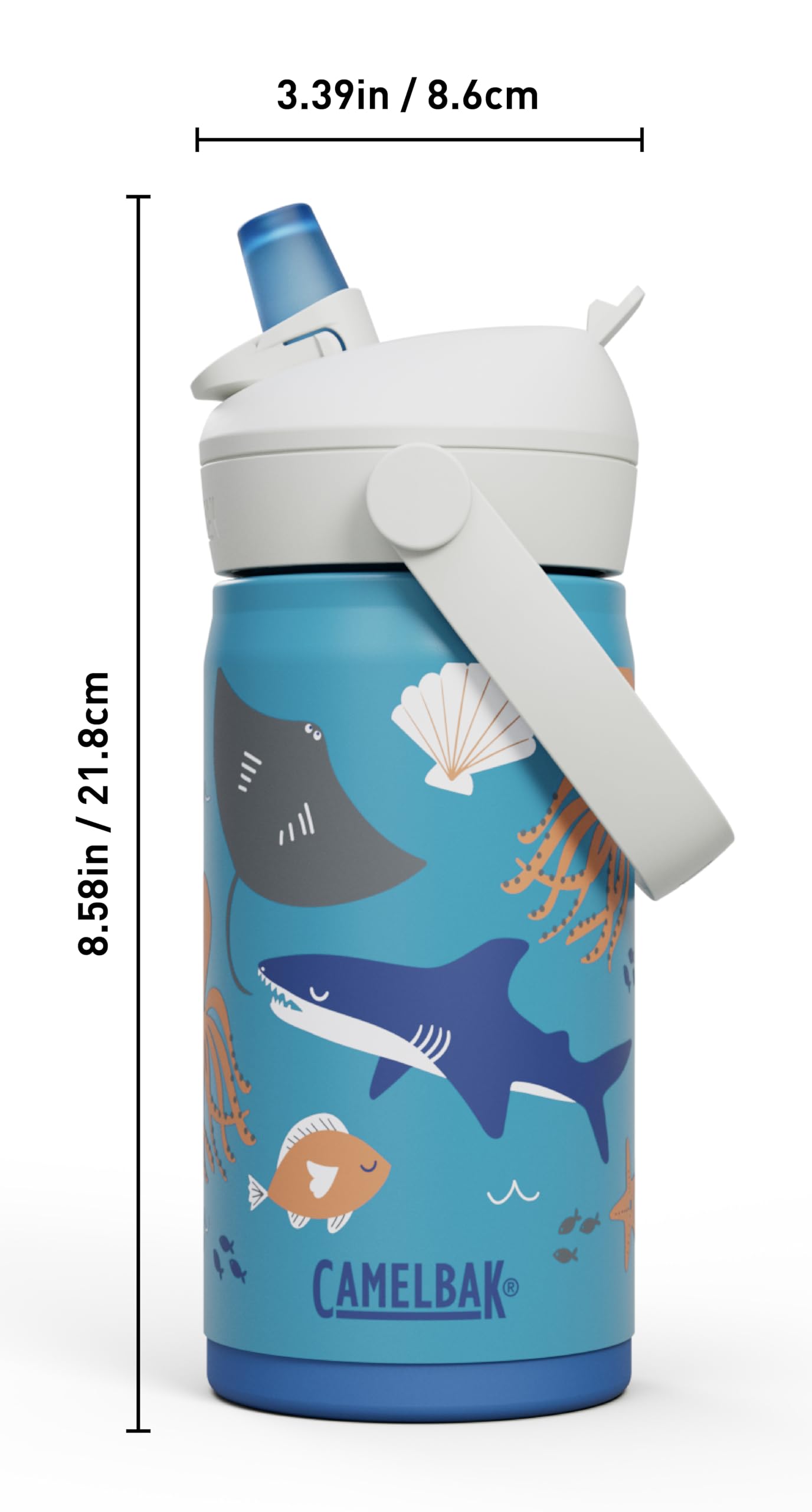 CamelBak Thrive Flip Straw Kids Bite Valve Stainless Steel Water Bottle, 12oz