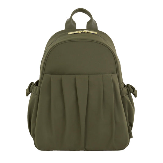Motherhood Gathered Pocket Backpack Diaper Bag Diaper Backpack - Large Capacity Baby Bag for Travel, Waterproof with Insulated Pockets & Changing Pad & Stroller Straps, Olive