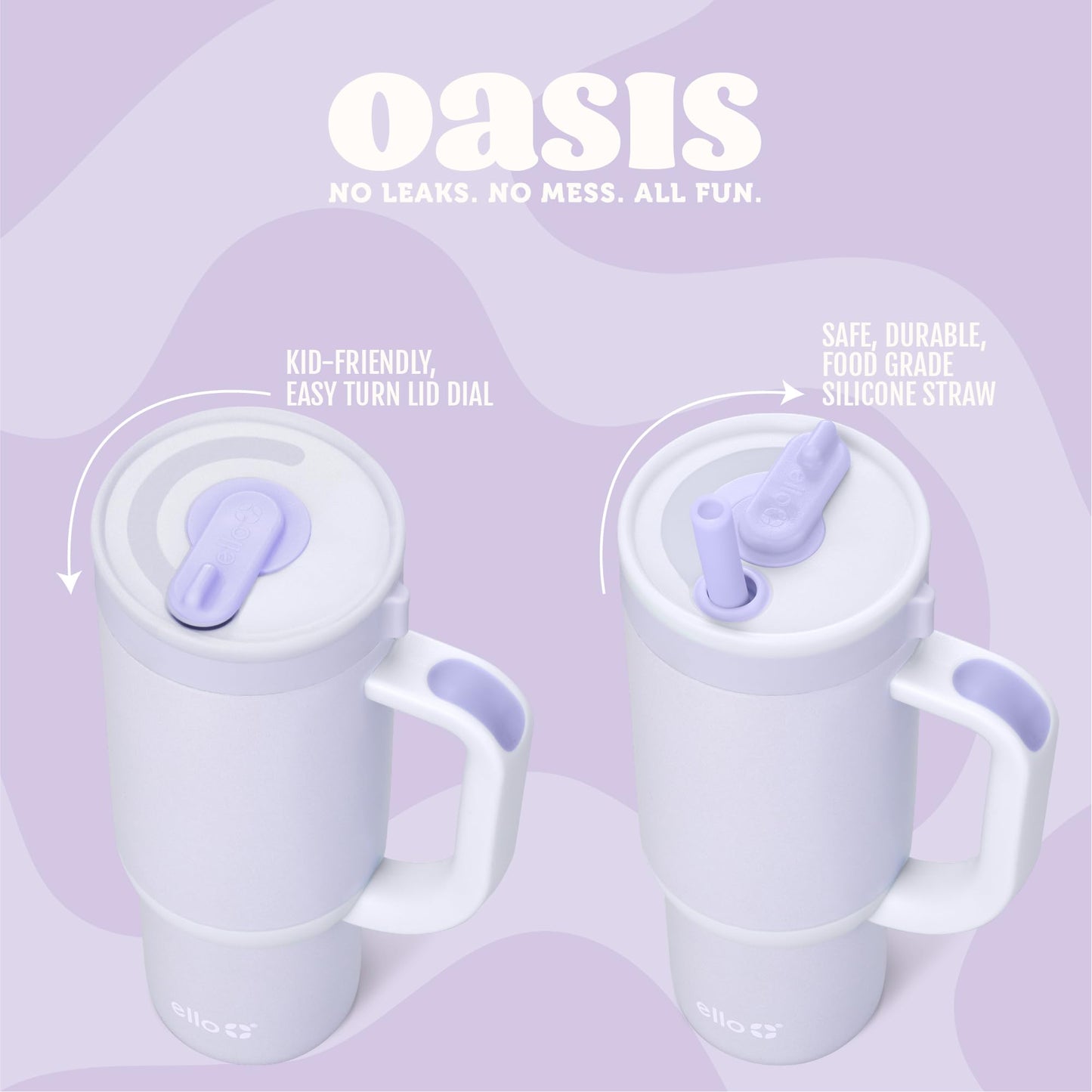 Ello Oasis 14oz Stainless Steel Toddler Tumbler with Handle & Retracting Straw, 100% Leakproof, Double-Wall Vacuum Insulated, Kids Water Bottle for School, BPA Free, Dishwasher Safe, Construction