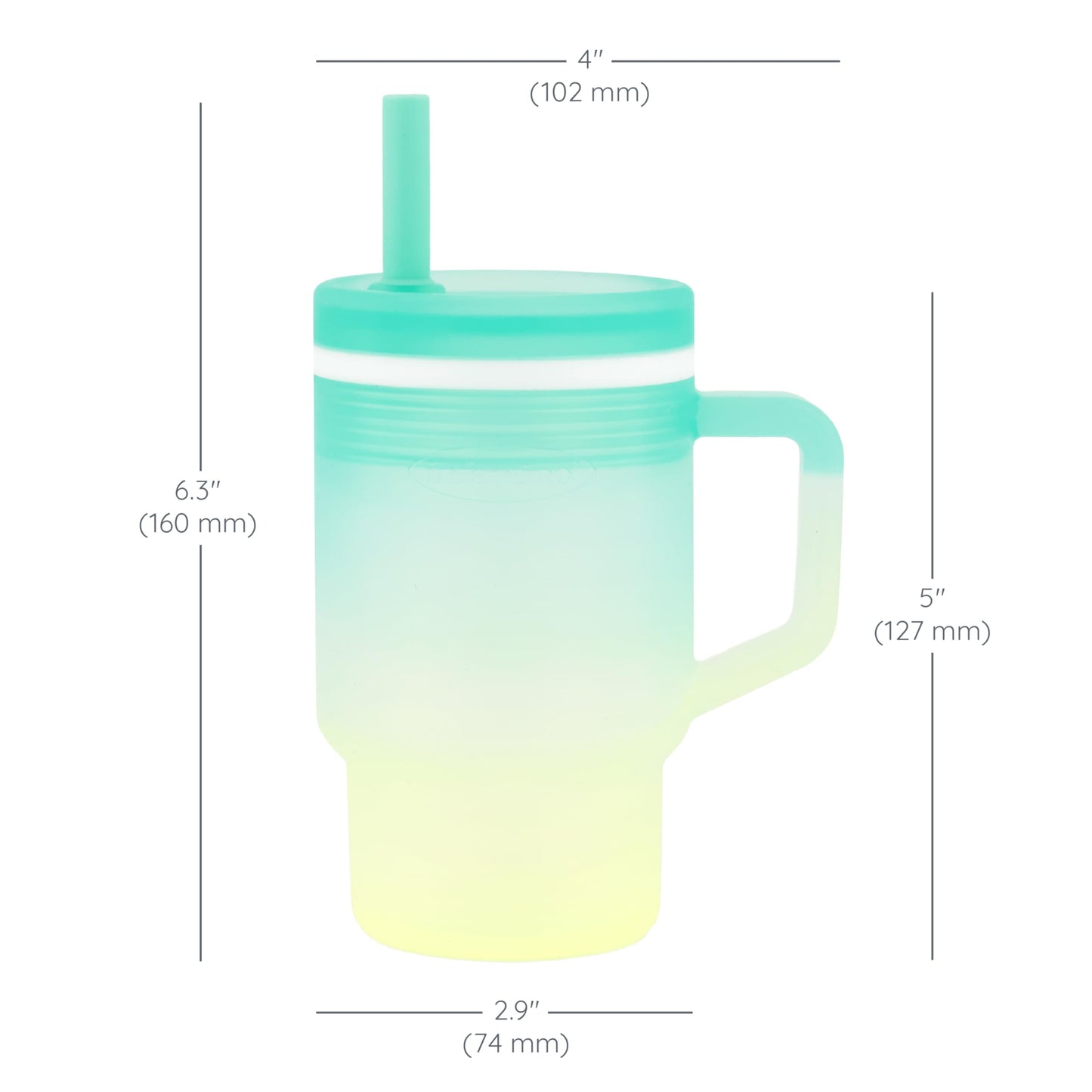 Infantino My 1st Tumbler, 9 Oz. Silicone Sippy Cup with Straw & Handle, Spill-Resistant Baby Cup for On-the-Go, BPA-Free Transition Bottle, Lime Light
