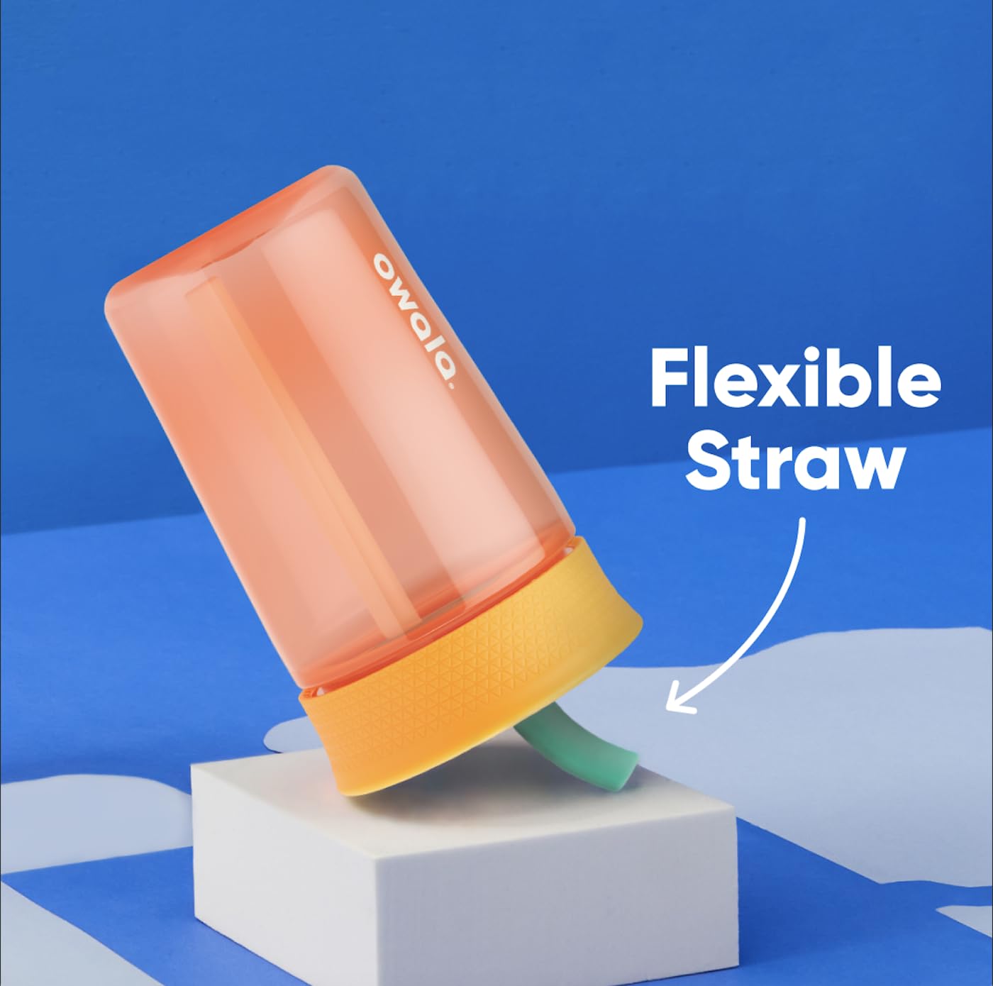 Owala Kids Insulation BPA-Free Plastic Tumbler with Spill Resistant Flexible Straw, Easy to Clean, Kids Water Bottle, Great for Travel, Dishwasher Safe, 15 Oz, Orange and Peach (Watermelon)