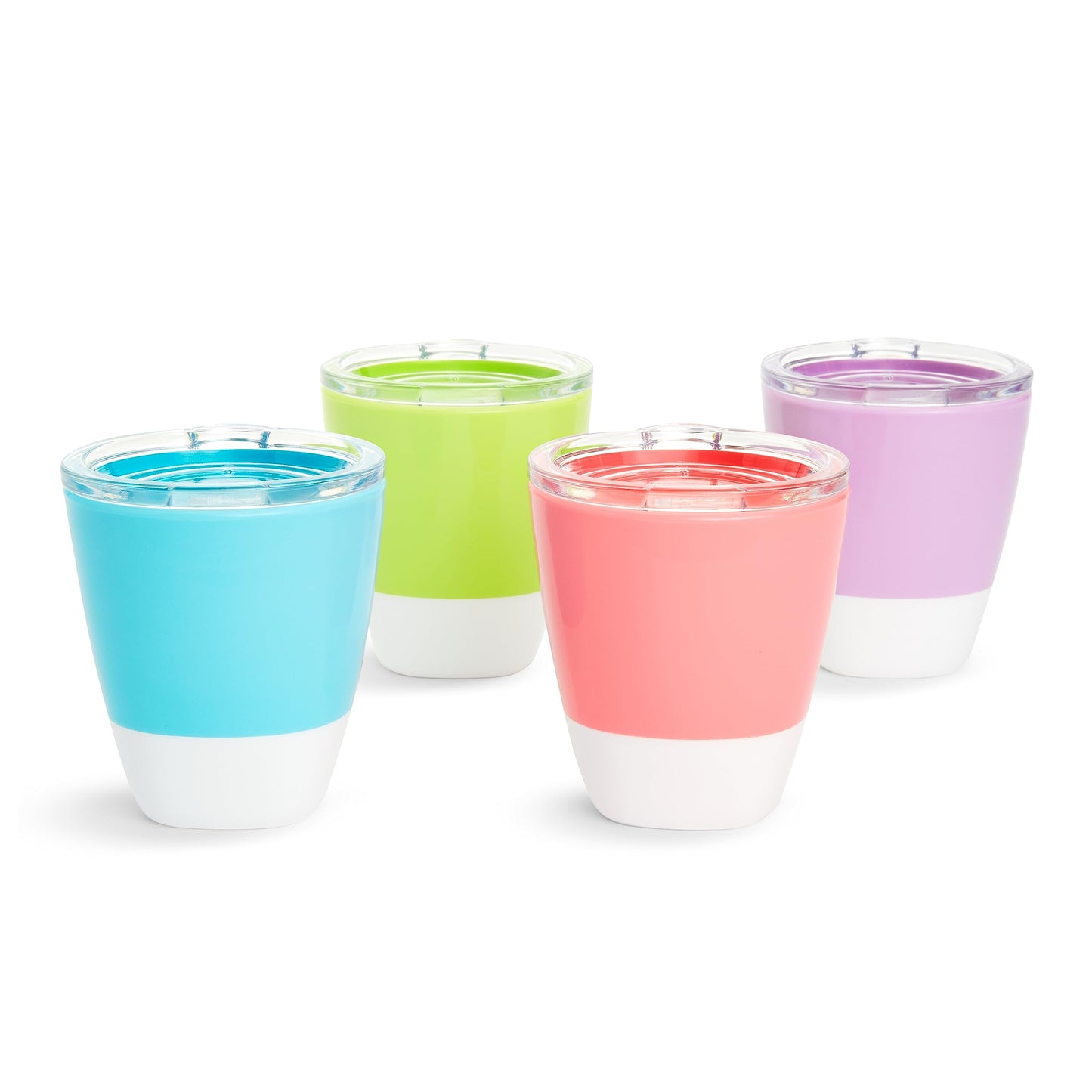 Munchkin Splash Toddler Cups with Training Lids, Open Cup Drinking for Kids 18 Months and Up, 7 Ounce, 4 Pack, Blue/Green/Pink Purple