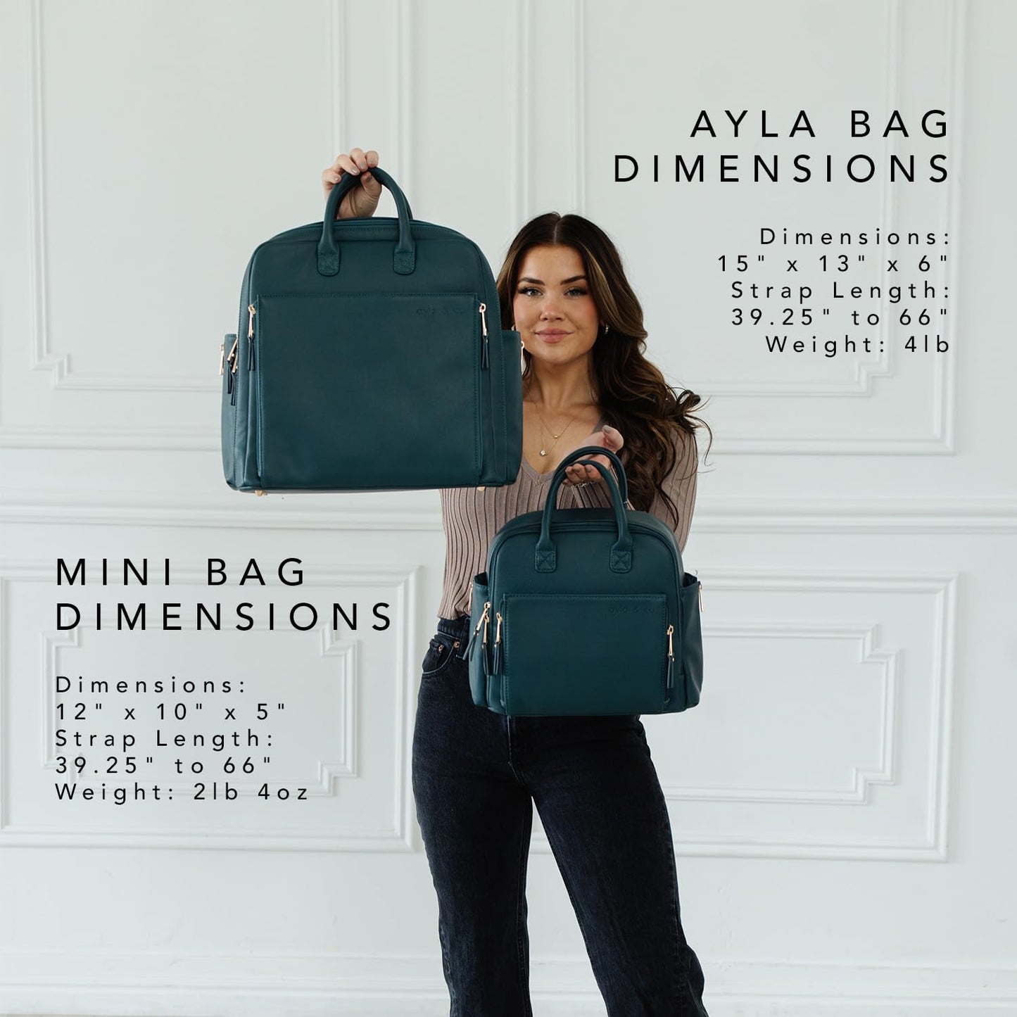 Ayla & Co Mini Bag, Transitional Minimal Diaper Bag, Vegan Leather, with Expandable Pockets, Built-In Wallet, Organizer, Magnetic Front Pocket, Adjustable Straps, Caffe