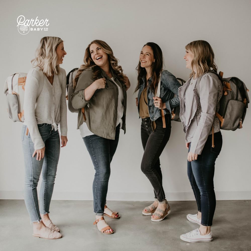 Parker Baby Diaper Backpack - Large Diaper Bag with Insulated Pockets, Stroller Straps and Changing Pad -"Birch Bag" - Cream