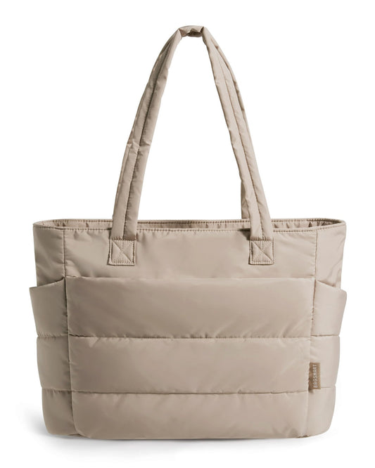 BAGSMART Tote Bag for Women, Lightweight Puffy Tote Bag with Compartments Shoulder Bag Handbag for Travel, Work, Gym (c-Standard Size-Grayish Brown, Standard Size)