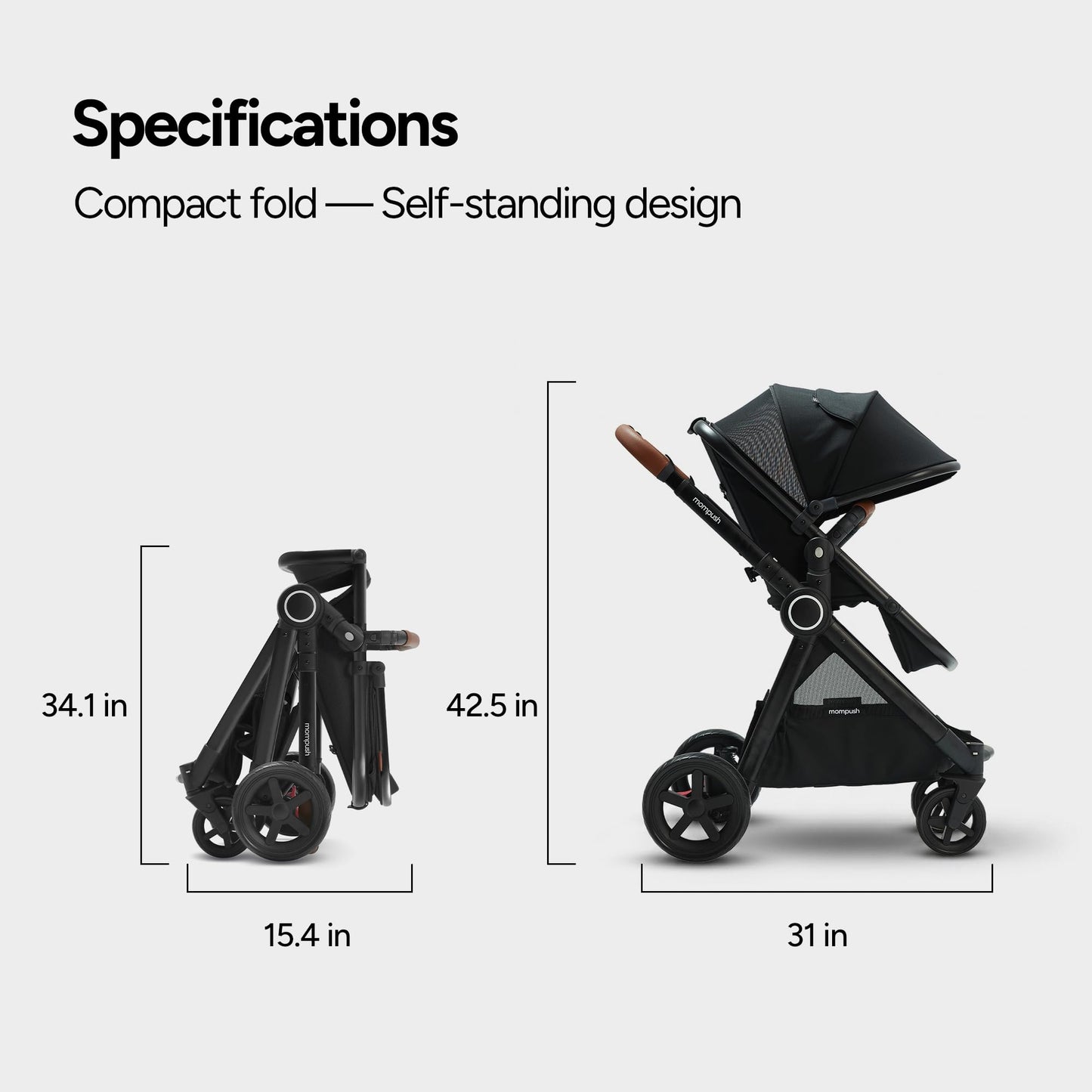 Mompush Ultimate2 Baby Stroller, Premium Convertible Full-Size Stroller for Toddler, Reversible Seat with One Hand Recline Adjustment, Car Seat Adapter Included