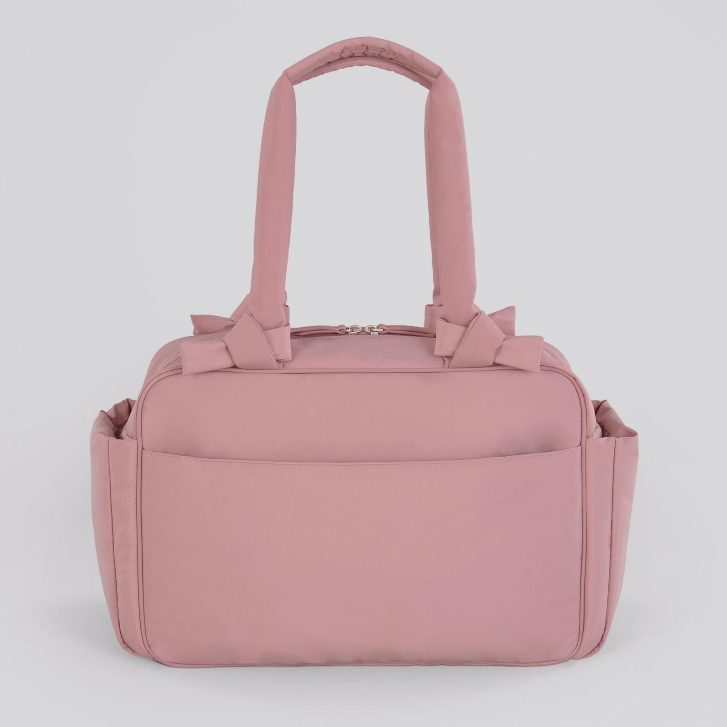 Motherhood Knotted Bows Duffle Diaper Bag Diaper Bag - Large Capacity Baby Bag for Travel, Waterproof with Insulated Pockets & Changing Pad, Dusty Rose