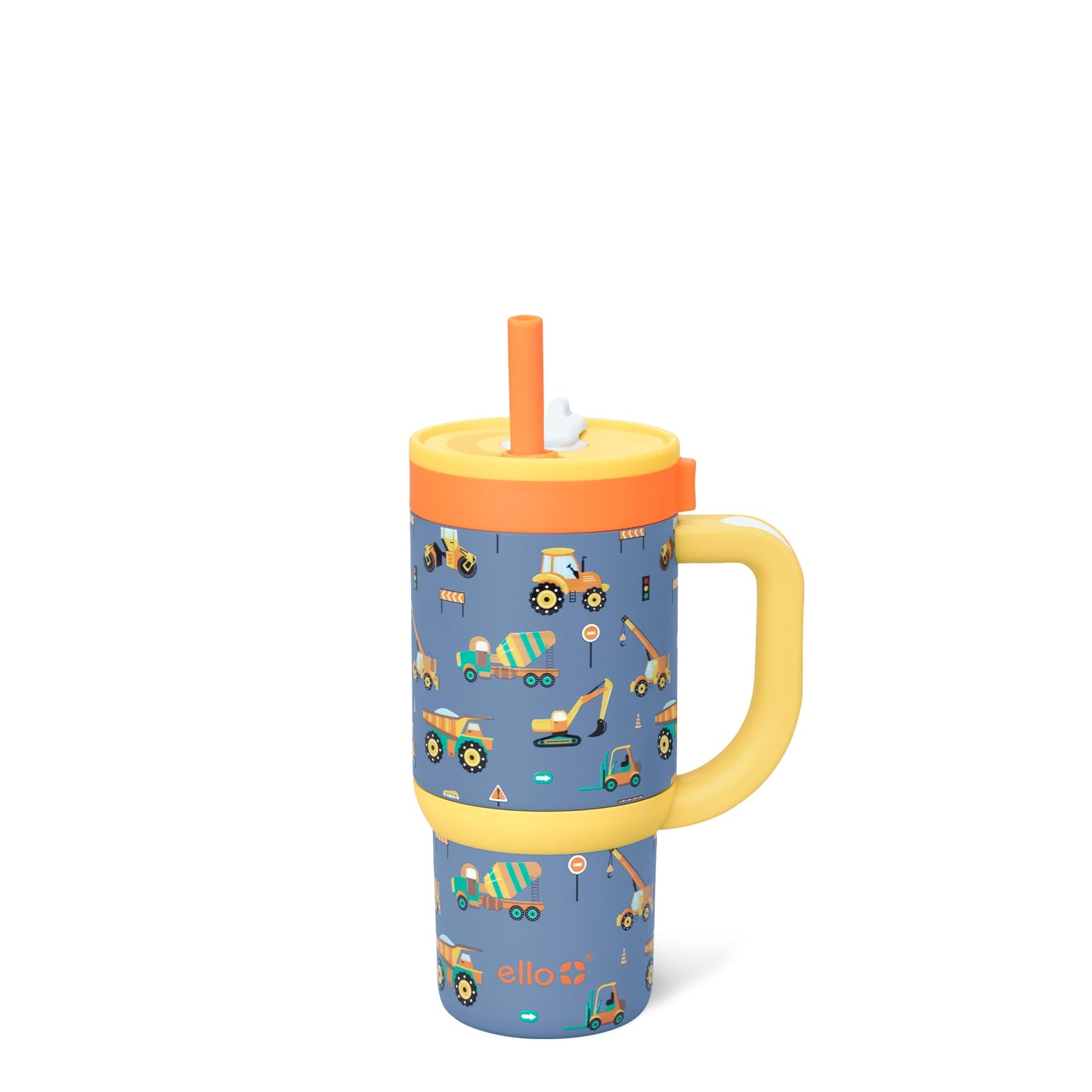 Ello Oasis 14oz Stainless Steel Toddler Tumbler with Handle & Retracting Straw, 100% Leakproof, Double-Wall Vacuum Insulated, Kids Water Bottle for School, BPA Free, Dishwasher Safe, Construction