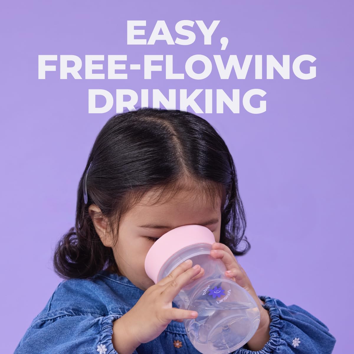 Lansinoh b.box Toddler Training Cup (Ages 12+ Months) | Free-Flow Transition Cup for Toddlers Learning to Drink | BPA-Free, Dishwasher Safe | 8 oz | Cherry Blossom