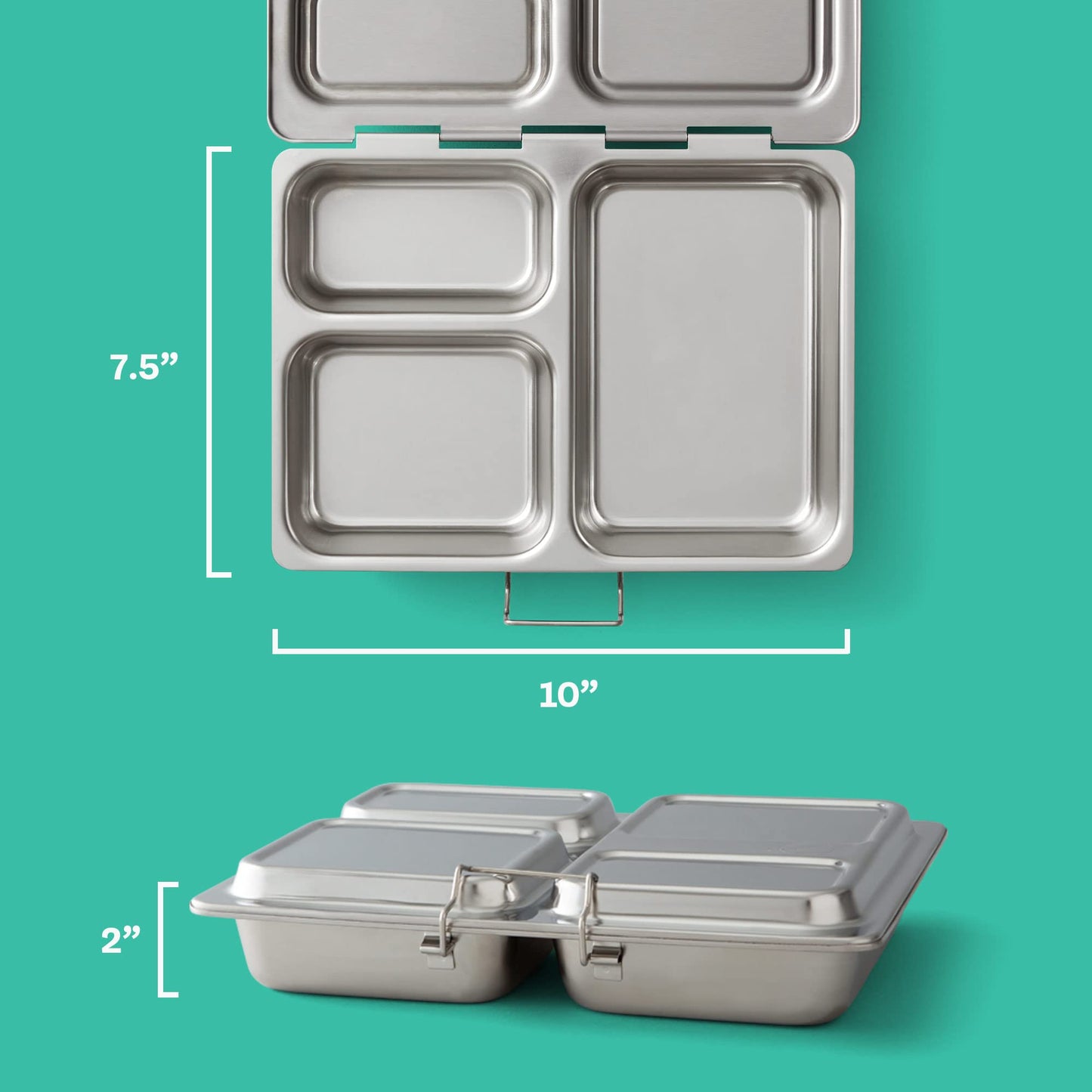PlanetBox Launch Stainless Launch Bento Box Style Lunch Box for Kids with 3 Compartments – Durable, Dishwasher Safe & BPA-Free Food Container