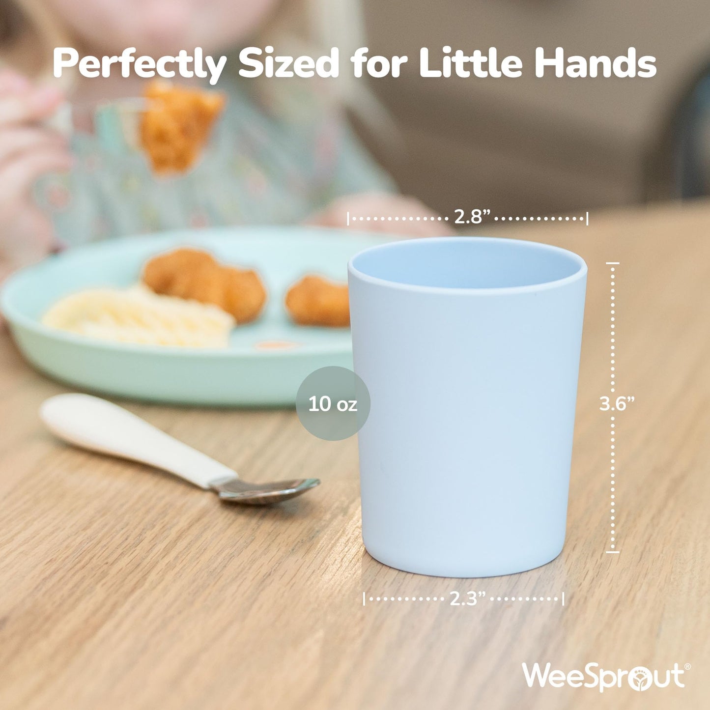 WeeSprout Bamboo Toddler Cups, 10 oz Set of Four, Babies, Big Kids & Toddlers, Made With All Natural Bamboo, Dishwasher Safe (Pastel Blue, Mint, Purple & Pink, 10 oz (Without Lids))
