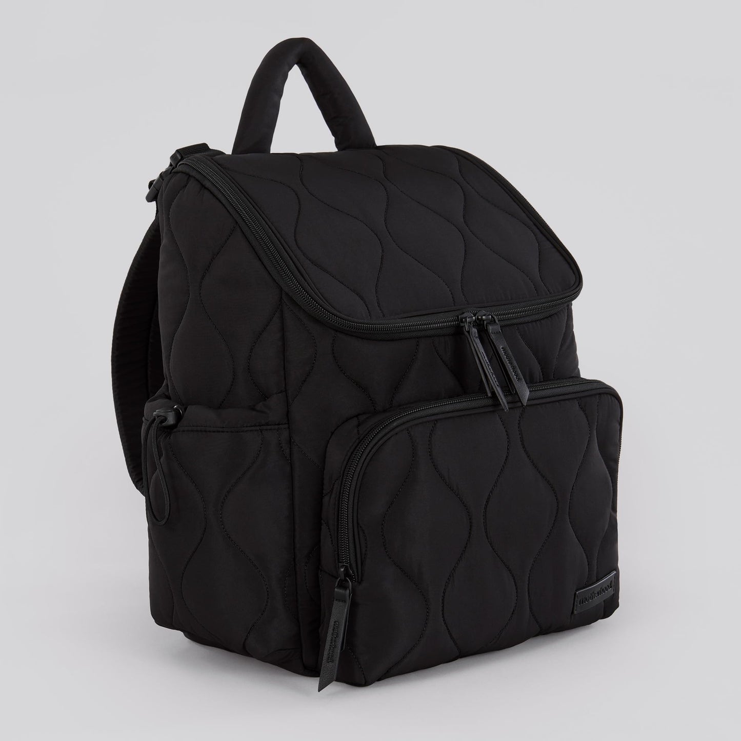 Motherhood Quilted Backpack Diaper Bag Diaper Backpack - Large Capacity Baby Bag for Travel, Waterproof with Insulated Pockets & Changing Pad & Stroller Straps, Black
