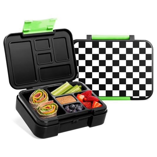 Simple Modern Bento Lunch Box for Kids | BPA Free, Leakproof, Dishwasher Safe | Lunch Container for Girls and Boys, Toddlers | Porter Collection | 5 Compartments | Black and White Checkmate