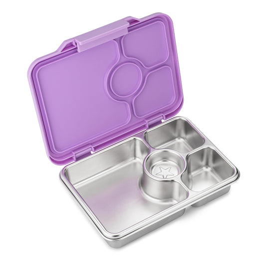 Yumbox Prêt Leakproof Stainless Steel Bento Lunch Box, 3.4 Cup Healthy Portion Size for Balanced Eating – Durable Lunch Container for Sandwiches & Snacks (Lavande Purple)