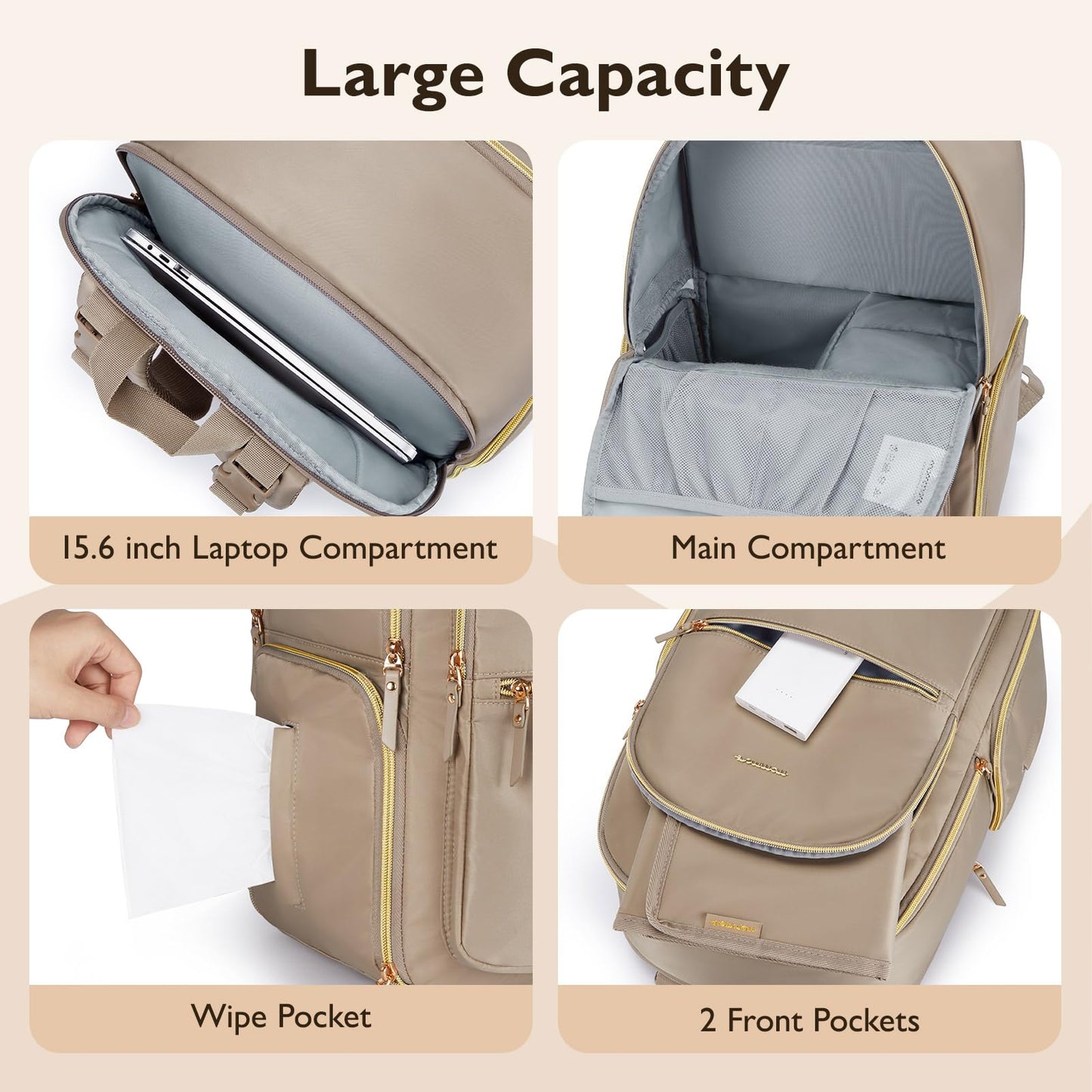 mommore Breast Pump Bag with Cooler Pocket for Milk Storage, Fits Spectra S1, S2 / Medela, Stylish Diaper Bag Backpack with Padded Laptop Sleeve for Work Travel