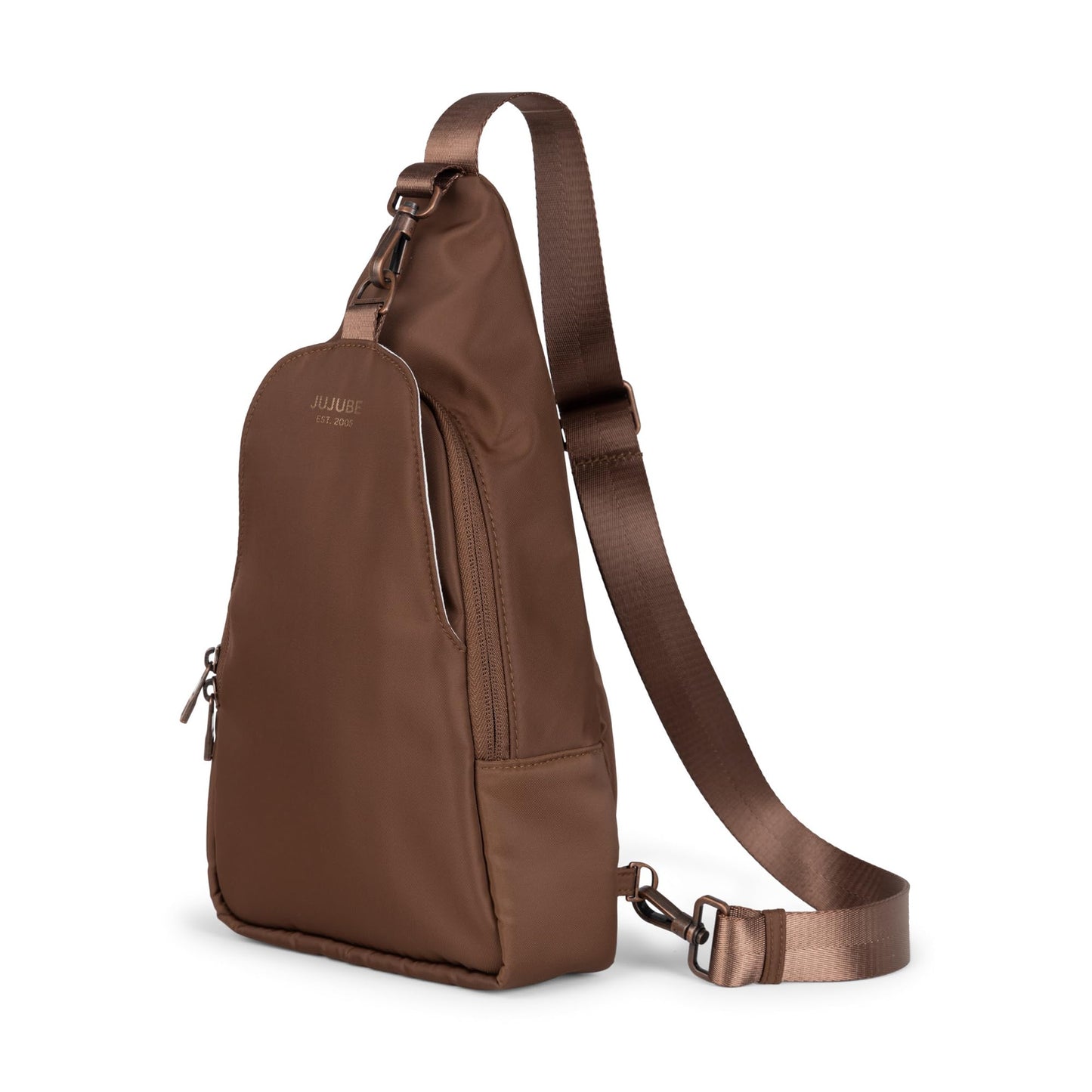 JuJuBe Crossbody Sling Bag Purse, Small Crossbody Bags for Women, Chest Daypack or Diaper Bag for Travel with Multiple Pockets, Adjustable Straps, Lightweight, Water Repellent Exterior, Espresso