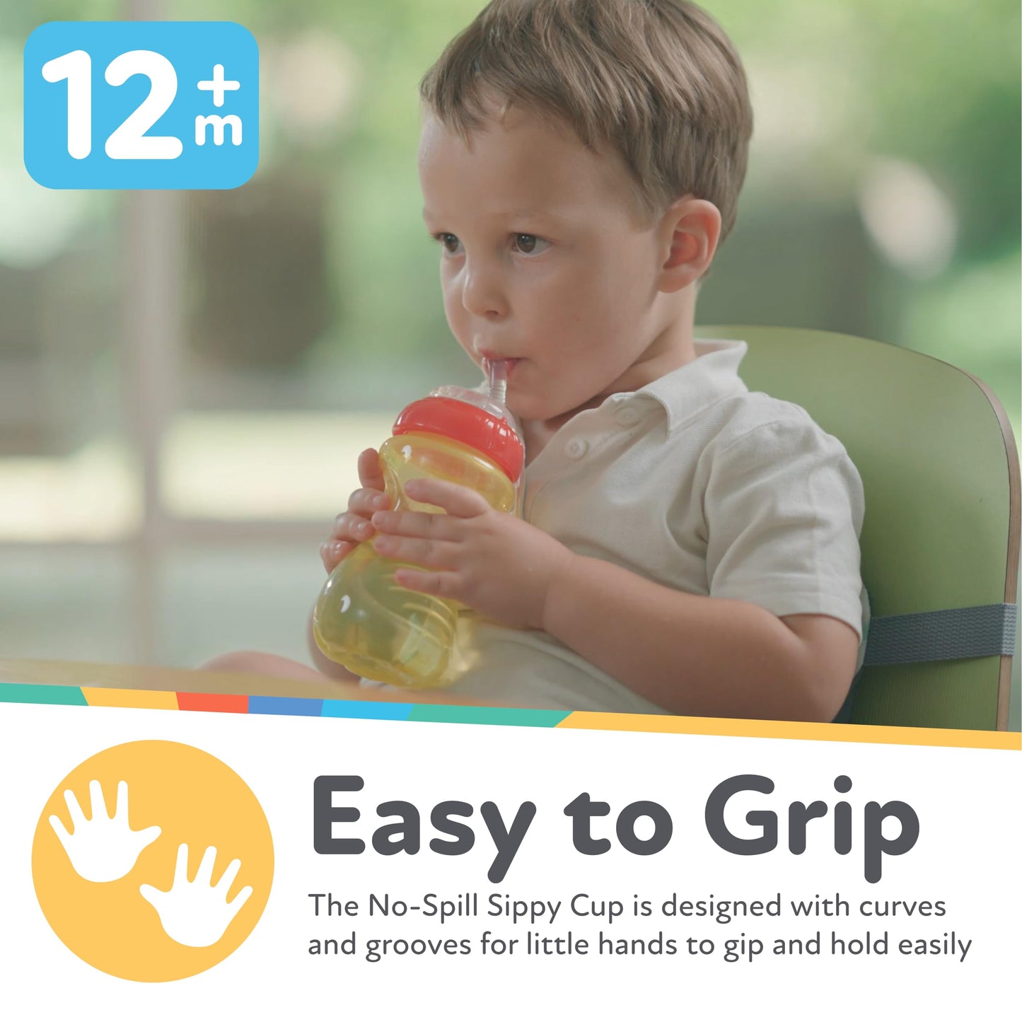 Nuby No-Spill Sippy Cup with Flex Straw - (3-Pack) 10-Ounce Bottles - Sippy Cups for Toddlers 12+ Months - Neutral Color Training Cups for Toddlers