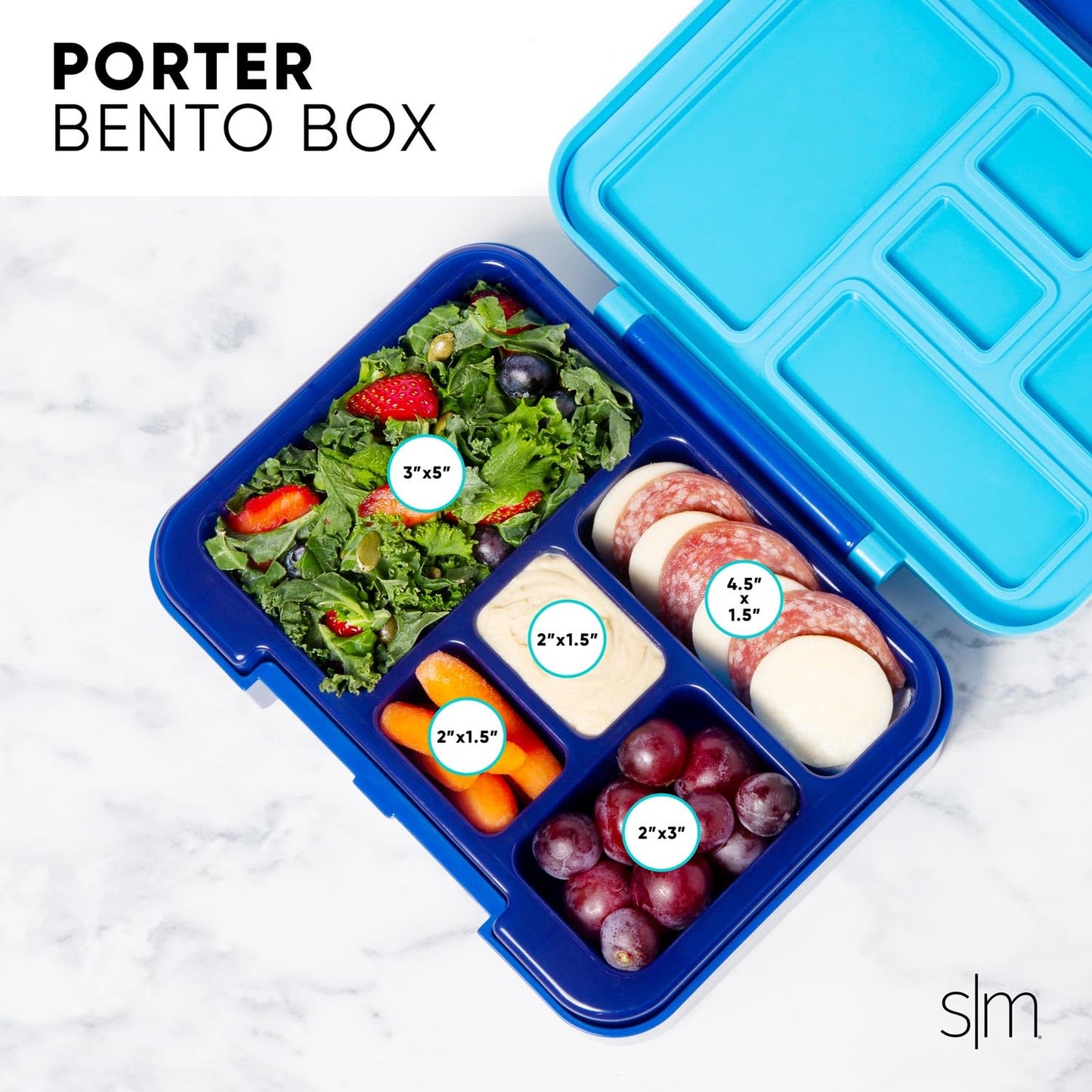 Simple Modern Bento Lunch Box for Kids | BPA Free, Leakproof, Dishwasher Safe | Lunch Container for Girls and Boys, Toddlers | Porter Collection | 5 Compartments | Black and White Checkmate