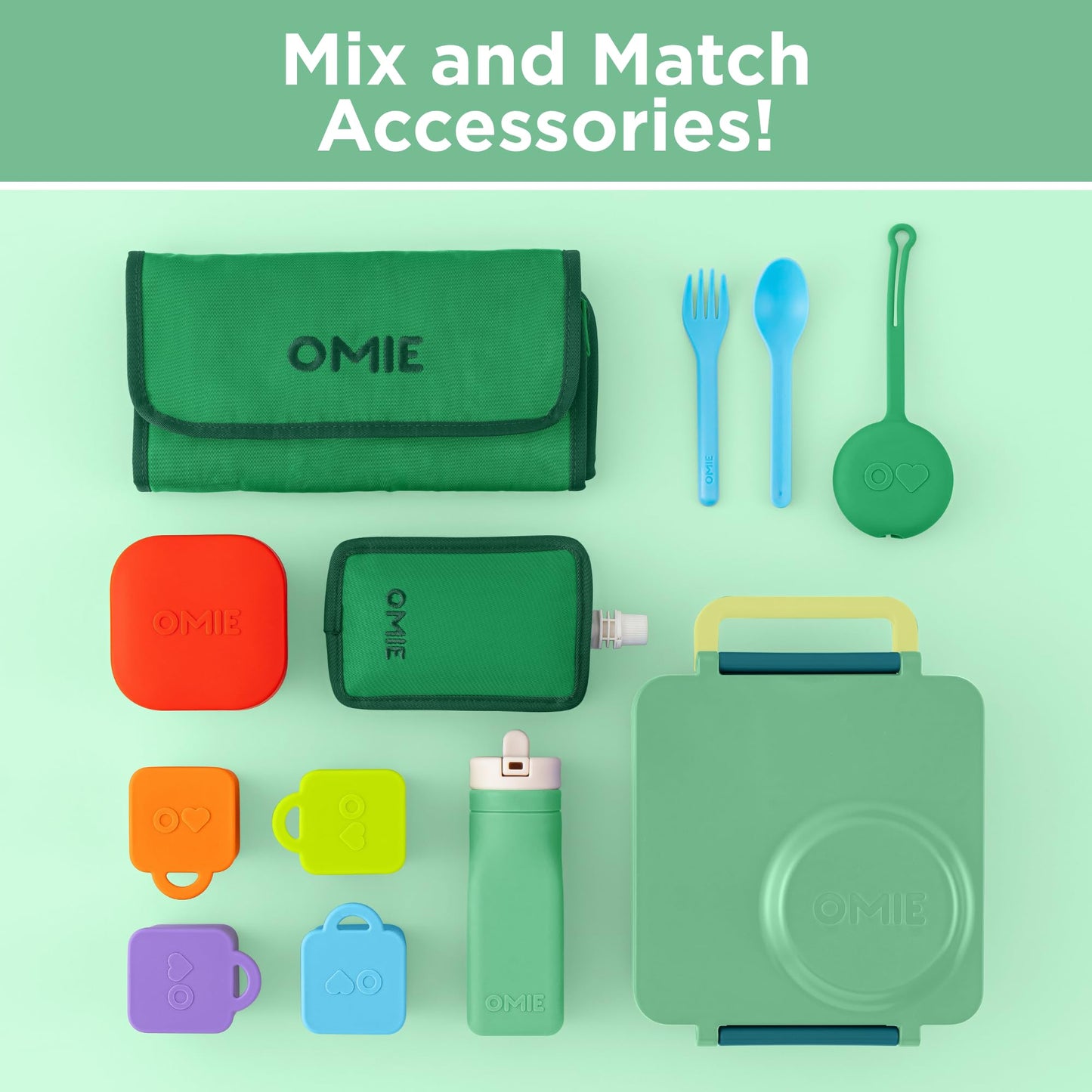 OmieBox Bento Box for Kids - Insulated Bento Lunch Box with Leak Proof Thermos Food Jar - 3 Compartments, Two Temperature Zones - (Meadow)