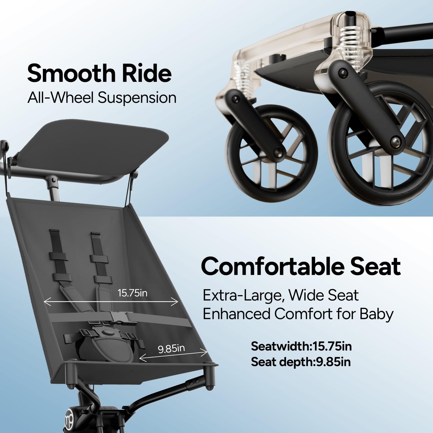 Mompush Jeto Lightweight Travel Stroller – 9.8 lbs Ultra-Compact, One-Hand Fold, Airplane Cabin Approved, All-Terrain Wheels, Smooth Ride for Toddlers, Perfect for Travel & Daily Use