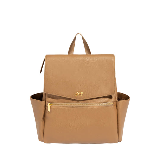 Freshly Picked Mini Diaper Bag II Backpack – Premium Vegan Leather Small Baby Bag with Changing Pad, Compact, Lightweight & Stylish for Moms On-the-Go, Toffee