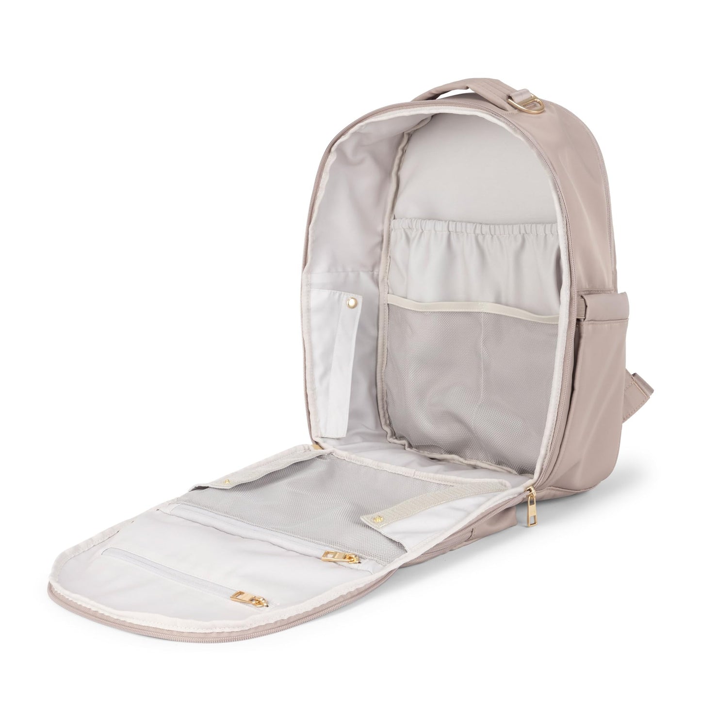 JuJuBe New Classic Diaper Bag Backpack with Portable Changing Pad, Stroller Straps, Large Travel Backpack for Boy or Girl, Carrying Baby Bottles, Wipes, Diapers, Pacifiers, Taupe, Mother's Day Gift