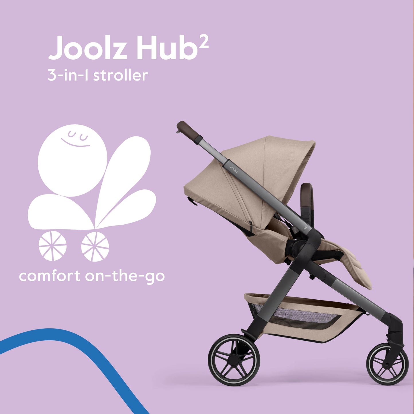 Joolz Hub2 Compact Baby Stroller for City Use (Below 20lbs) - Full-Size Single-to-Double System with Reversible Toddler Seat, One-Hand Fold, XL Basket, All-Terrain Wheels, UPF50+ Canopy - Sandy Taupe