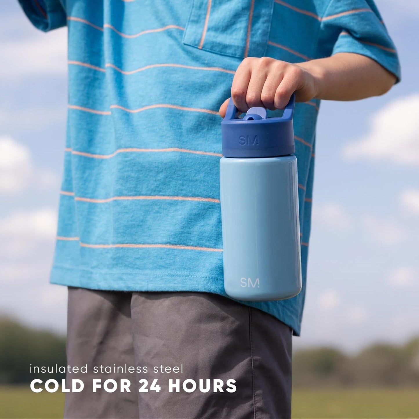 Simple Modern Kids Summit Water Bottle with Straw Lid | 14oz Stainless Steel Cup Insulated Tumbler Tumbler for Boys, Girls, School | Outer Space