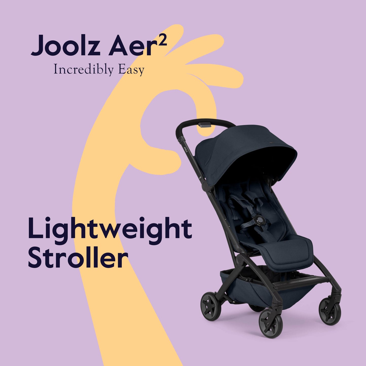 Joolz Aer2 Lightweight Travel Stroller For Baby & Toddler – Ultra-Compact One-Hand Foldable Stroller, Reclining Seat, UPF 50+ Canopy, Adjustable Leg Rest, Carry-On & Airplane Approved (Dark Navy Blue)