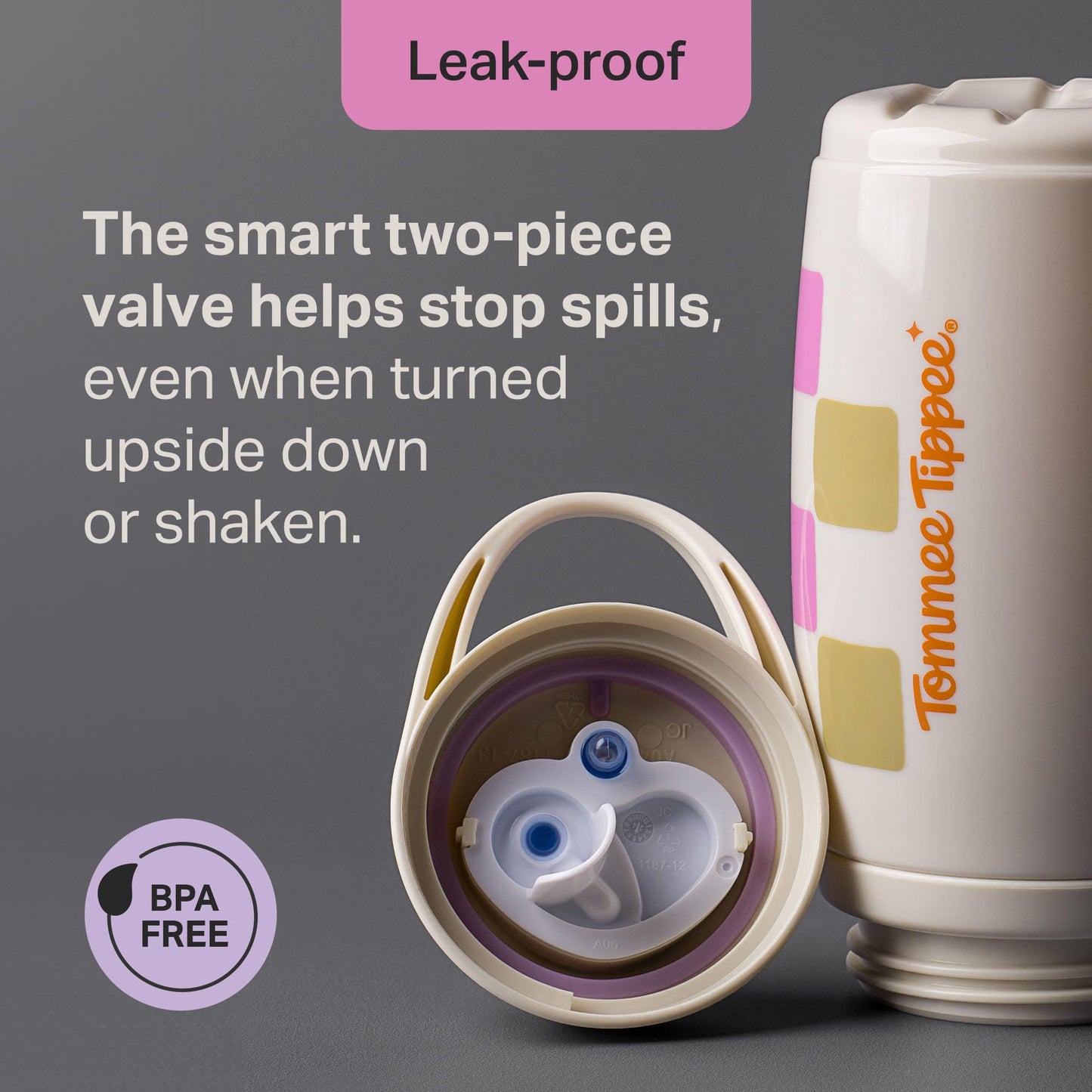 Tommee Tippee Active Straw Toddler Cups, 9 oz, Insulated Sippy Cups For Toddlers 1-3, Silicone Straw and Leak-Proof Valve, Mint and Beige, Pack of 2