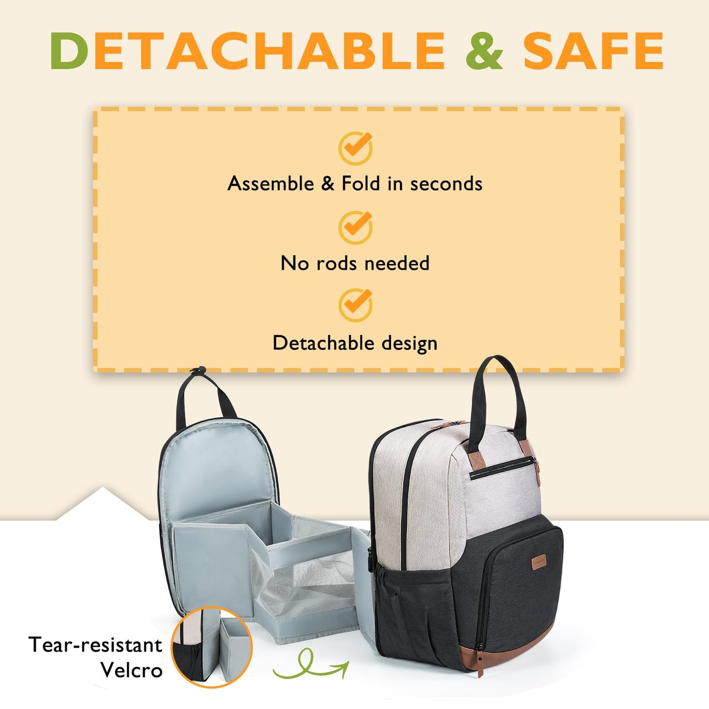 mommore Diaper Bag Backpack Large Travel Diaper Bags Unisex Baby Bag with Changing Pad, Stroller Straps