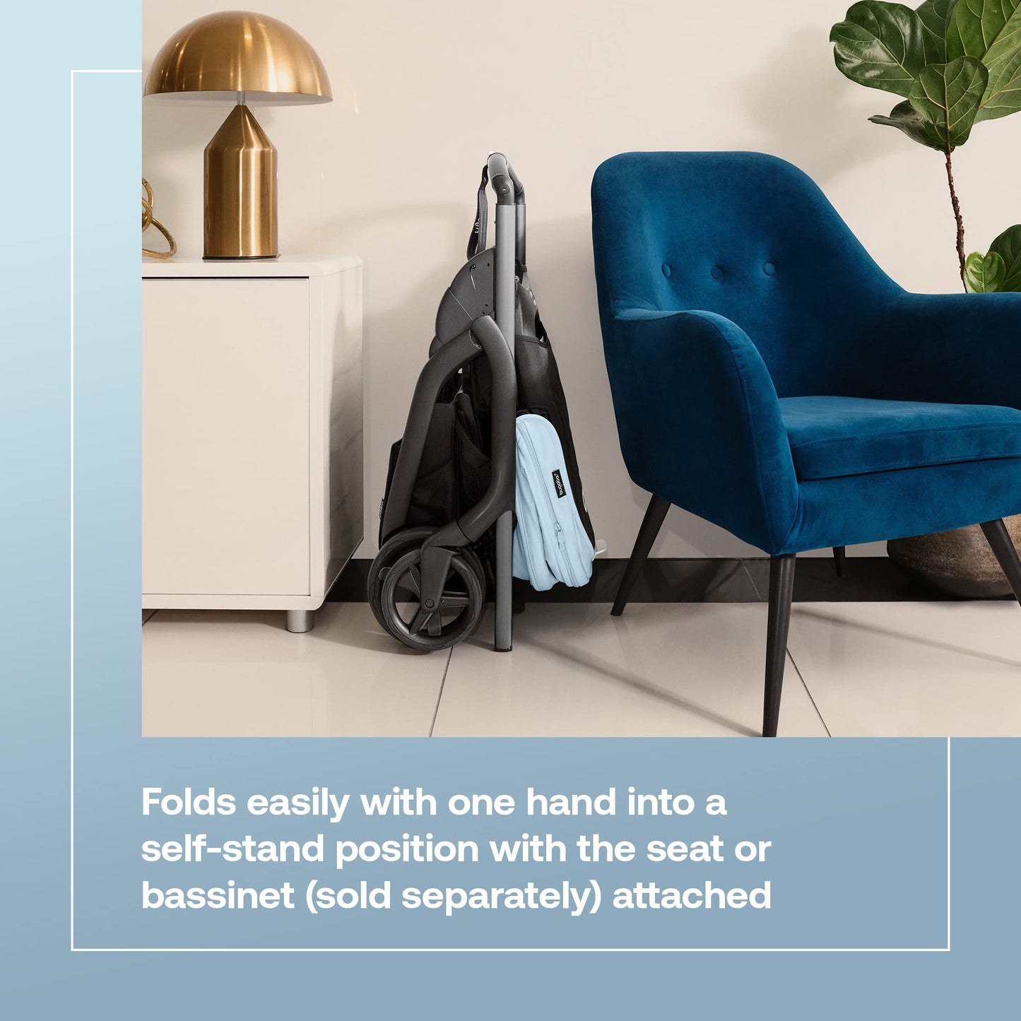 Bugaboo Dragonfly City Stroller, Lightweight Compact Baby Stroller with One Hand Easy Fold in Any Position, Full Suspension, XL Underseat Basket, Graphite Chassis and Grey Melange Sun Canopy