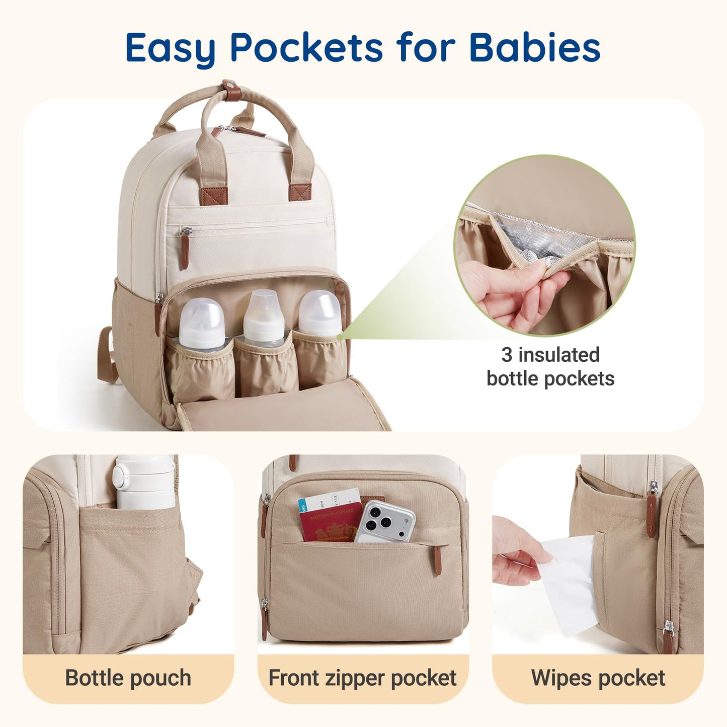 mommore Diaper Bag Backpack, Large Baby Bag for Boy Girl Toddler with Changing Pad, Travel Essentials Diaper Backpack for Mom Dad, Baby Shower Gifts