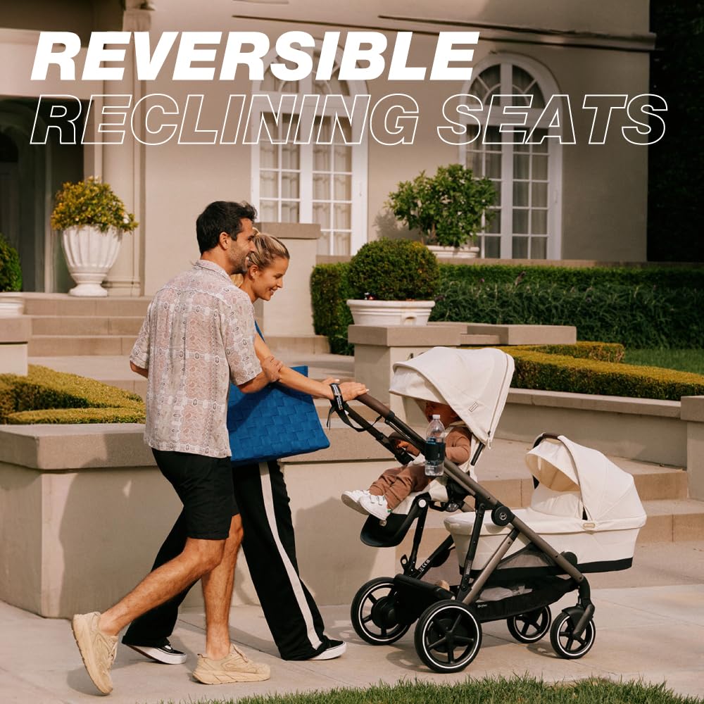 Cybex Gazelle S All-in-One Toddler and Baby Stroller with Over 20 Modular Configurations, Ergonomic Near-Flat Recline, Shopper Basket, and Compact Fold, Moon Black, Silver Frame