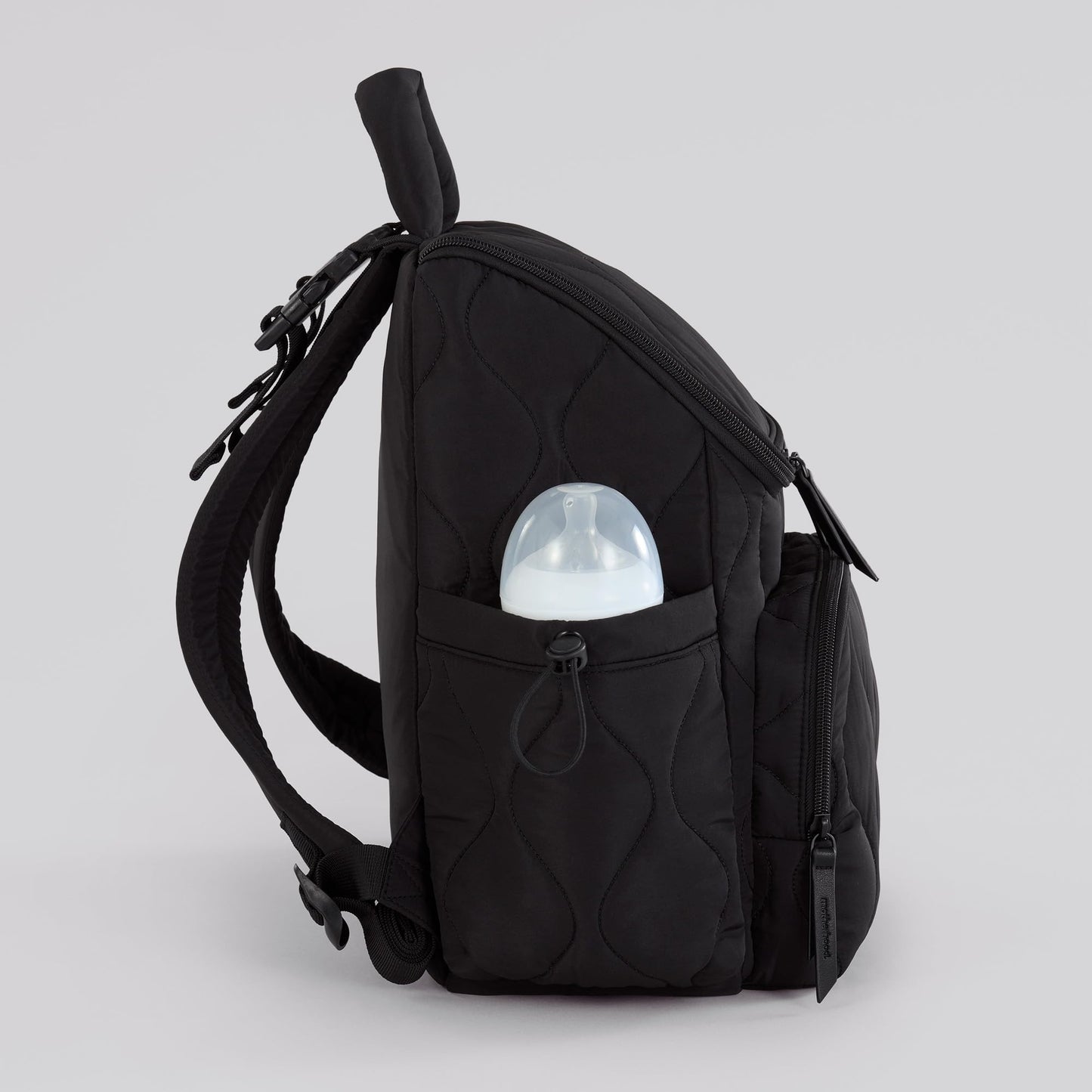 Motherhood Quilted Backpack Diaper Bag Diaper Backpack - Large Capacity Baby Bag for Travel, Waterproof with Insulated Pockets & Changing Pad & Stroller Straps, Black