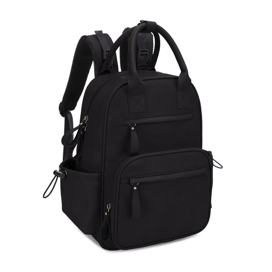 JESSIE & JAMES Saturday EDC Diaper Bag Backpack Multi Function Diaper Bag with Changing Pad & Stroller Straps_Black