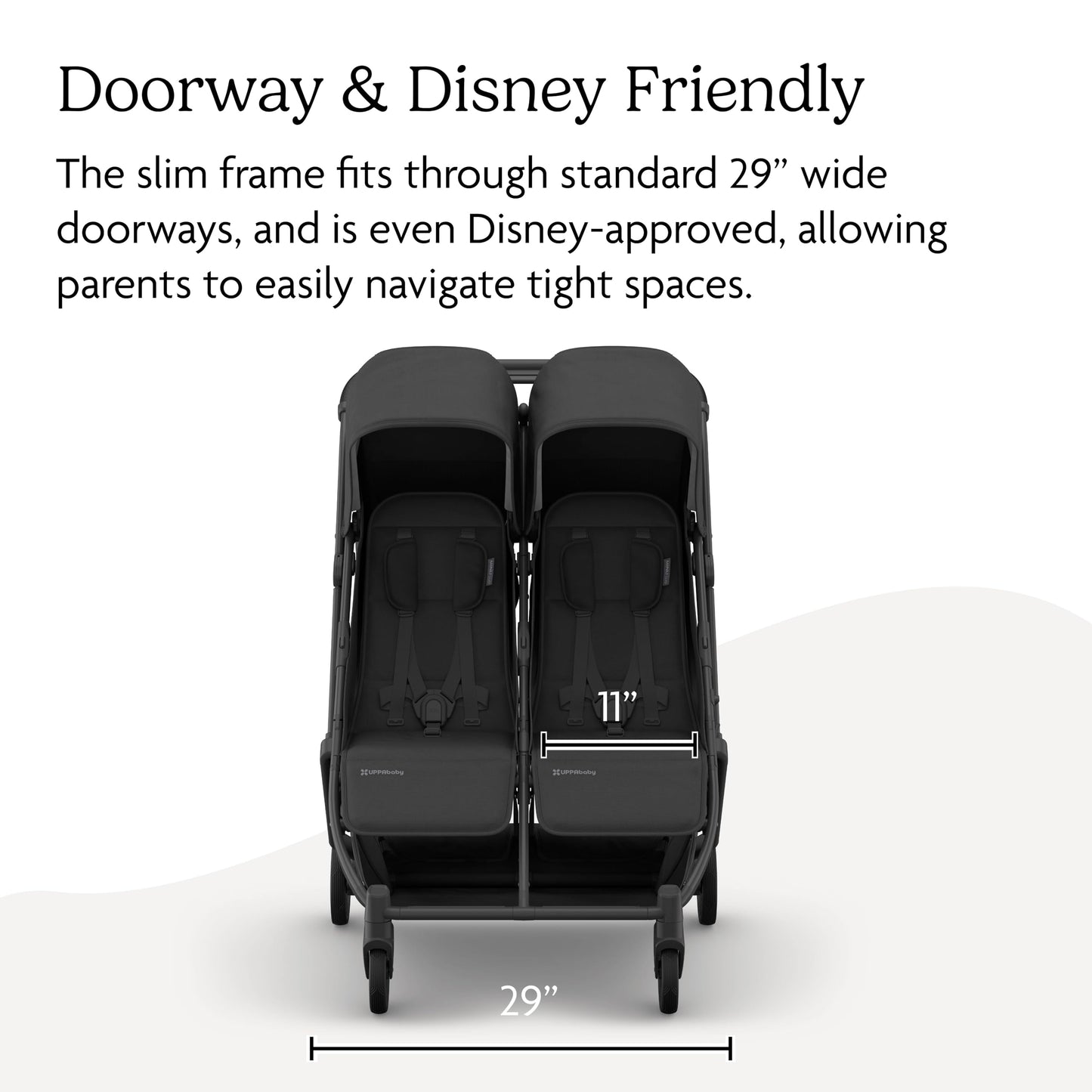 UPPAbaby Minu Duo Side-by-Side Double Stroller - Lightweight + Compact Design for Travel - Easy Fold- from Birth to Toddler - Independent Recline - Jake (Charcoal/Carbon Frame/Black Leather)