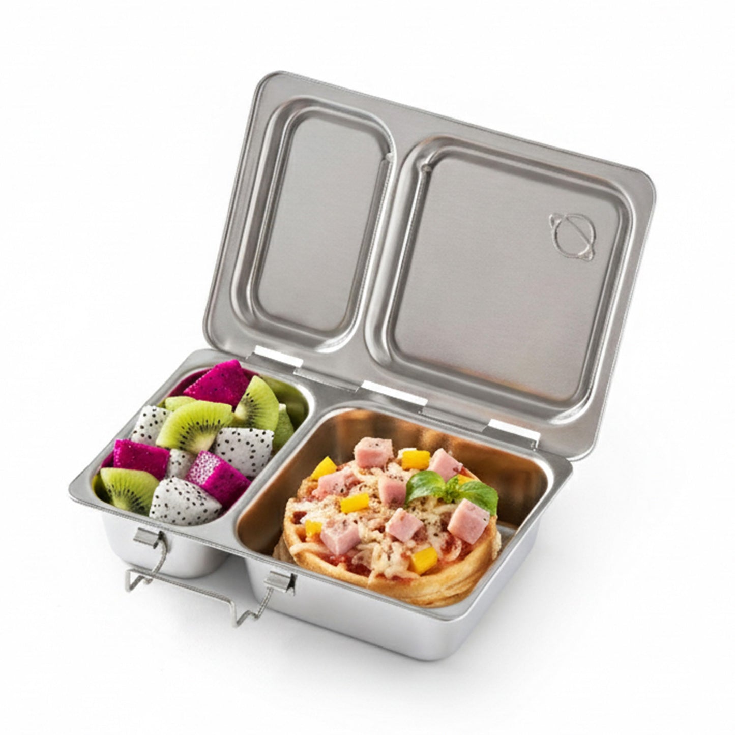 PlanetBox Shuttle Stainless Shuttle Bento Box Style Lunch Box for Kids with 2 Compartments – Durable, Dishwasher Safe & BPA-Free Food Container