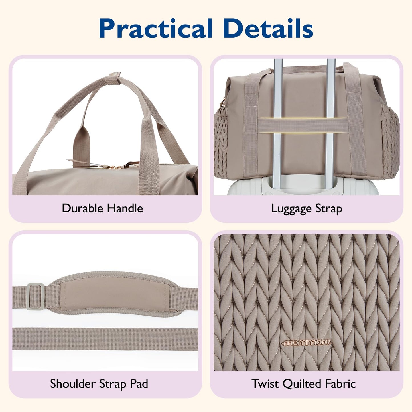 mommore Diaper Bag Tote, Large Capacity Travel Diaper bags, Hospital Bag for Labor Delivery, Baby Bag with Pacifier Case, Changing Pad