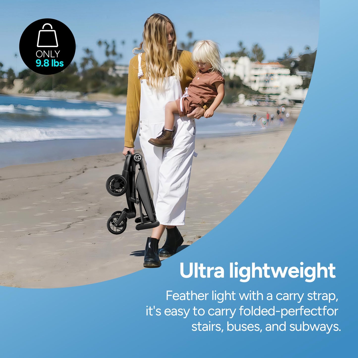 Mompush Jeto Lightweight Travel Stroller – 9.8 lbs Ultra-Compact, One-Hand Fold, Airplane Cabin Approved, All-Terrain Wheels, Smooth Ride for Toddlers, Perfect for Travel & Daily Use