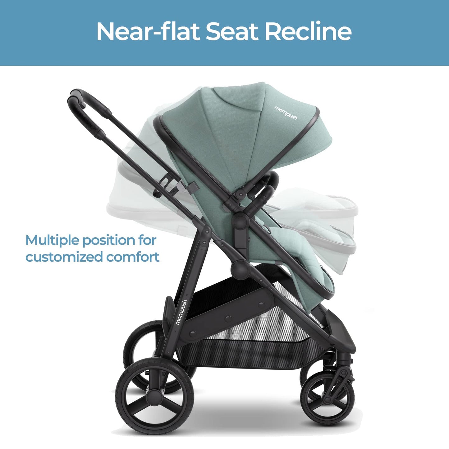 Mompush Wiz 2 in 1 Baby Stroller with Bassinet Mode, Convertible Infant Stroller for Newborn and Toddler with Reversible Seat and Large UPF 50+ Canopy