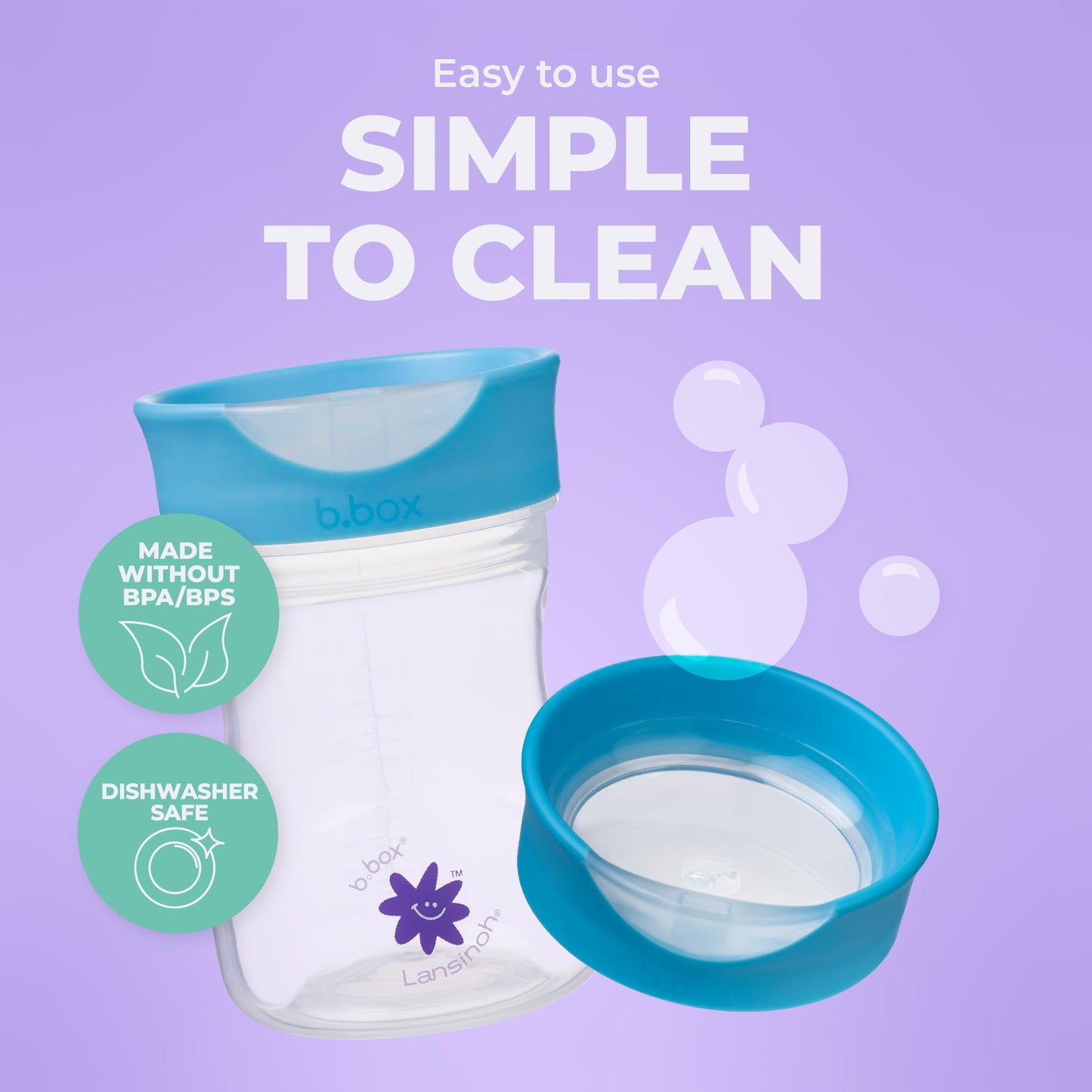 Lansinoh b.box Toddler Training Cup (Ages 12+ Months) | Free-Flow Transition Cup for Toddlers Learning to Drink | BPA-Free, Dishwasher Safe | 8 oz | Cherry Blossom