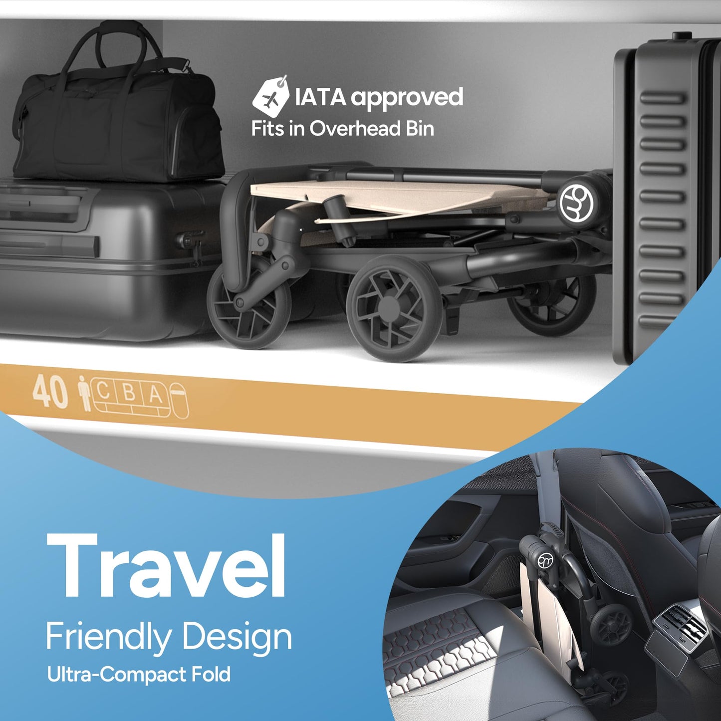 Mompush Jeto Lightweight Travel Stroller – 9.8 lbs Ultra-Compact, One-Hand Fold, Airplane Cabin Approved, All-Terrain Wheels, Smooth Ride for Toddlers, Perfect for Travel & Daily Use