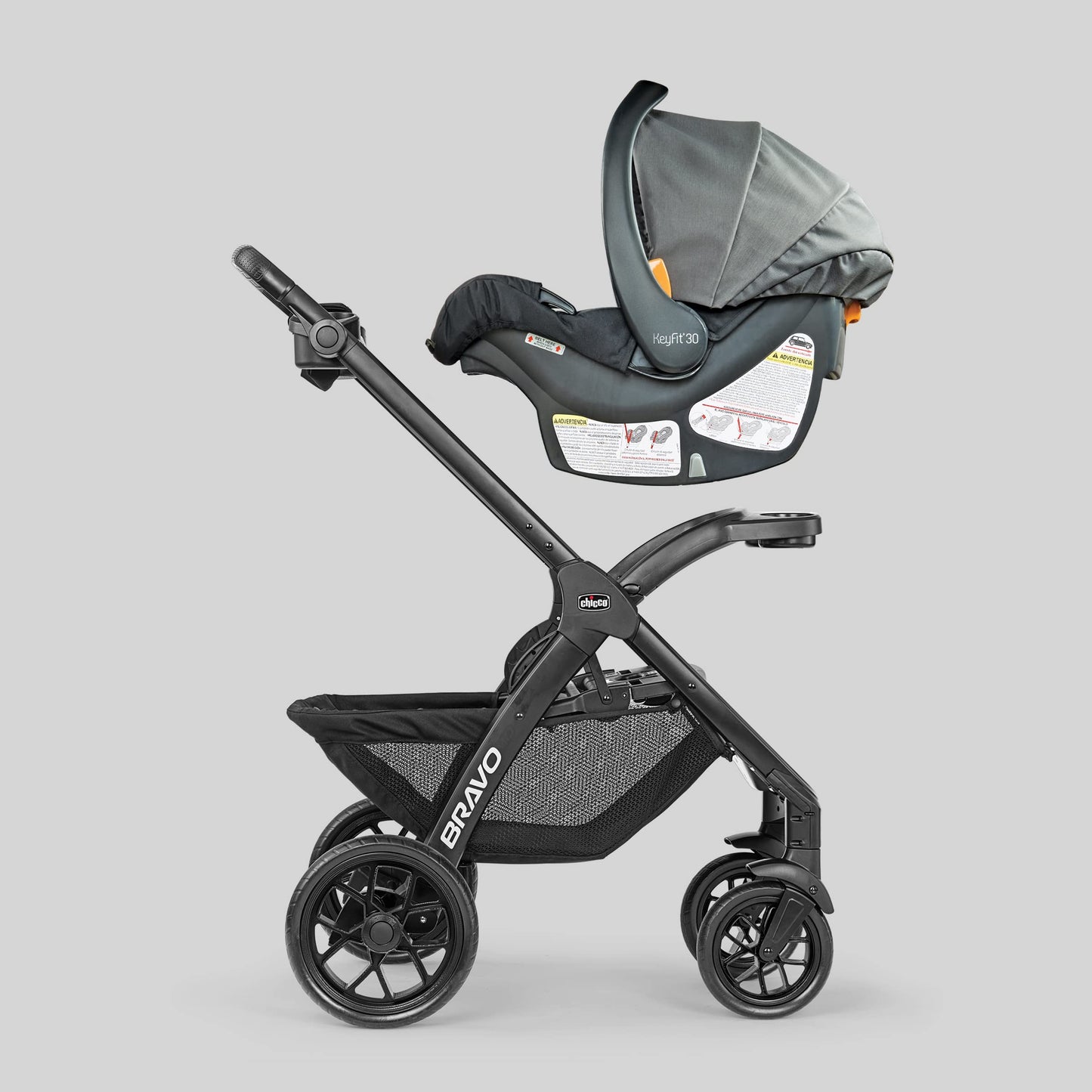 Chicco Bravo LE ClearTex Full-Size Stroller for Babies and Toddlers, UPF-Rated Canopy, GREENGUARD Gold Certified, Lightweight, One-Hand Compact Fold | Pewter/Grey