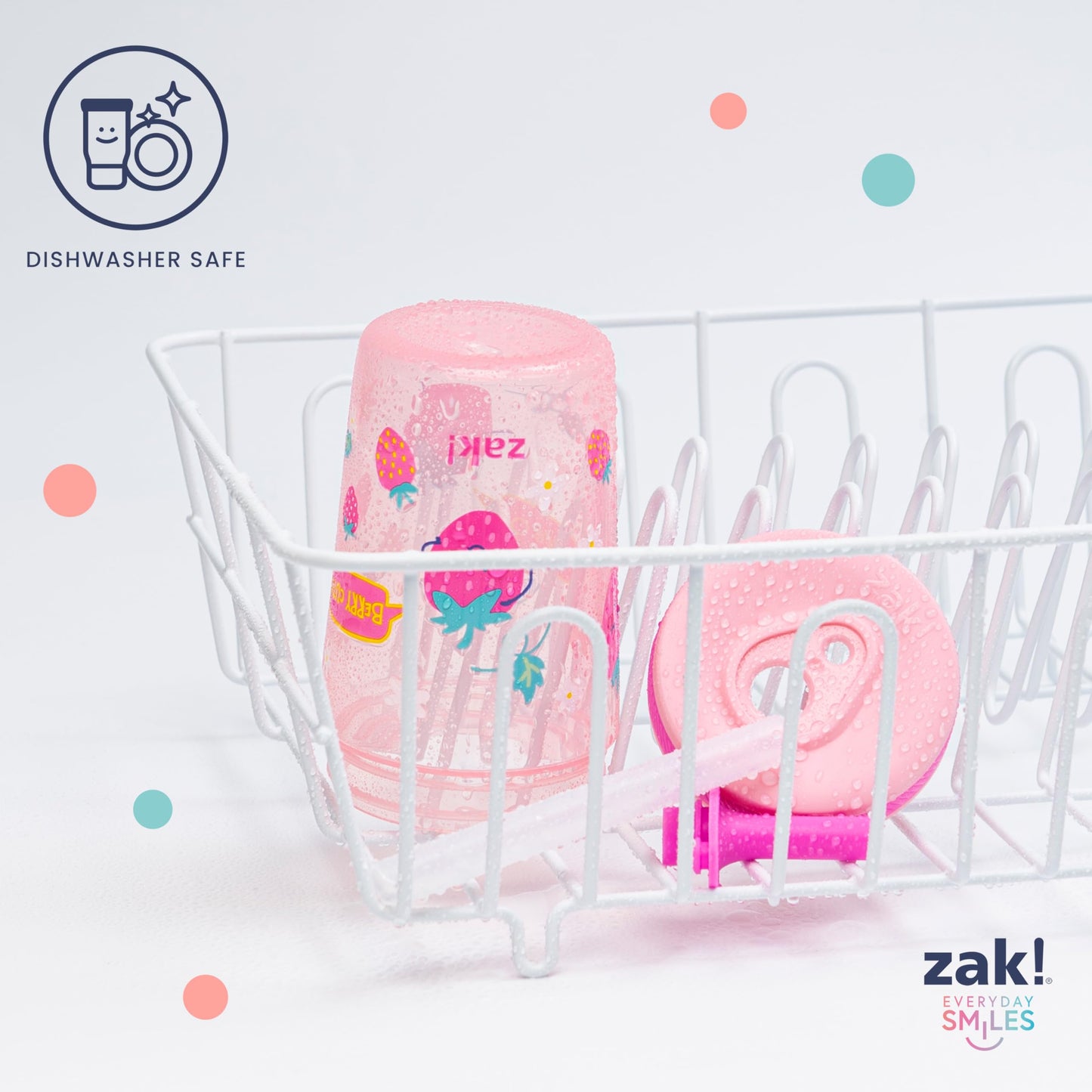 Zak Designs Kelso Toddler Cups For Travel or At Home, 15oz 2-Pack Durable Plastic Sippy Cups With Leak-Proof Design is Perfect For Kids (Fanciful Unicorn, Happy Skies)