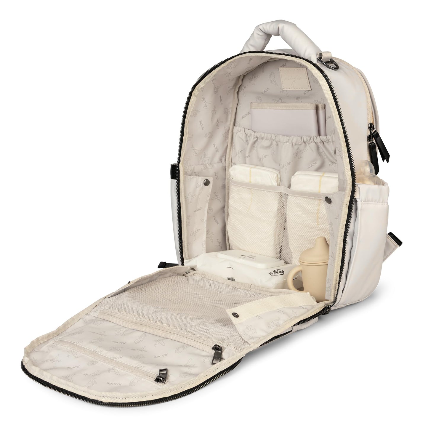 JuJuBe x Witney Carson - New Classic Diaper Bag Backpack with Portable Changing Pad, Stroller Straps, Large Travel Backpack, Carrying Baby Bottles, Wipes, Diapers, Cloud, Mothers Day Gift
